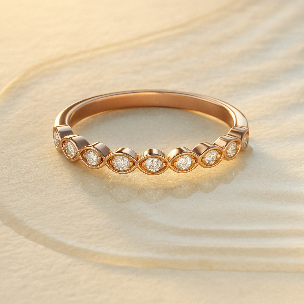 Marquise-Station Bezel Diamond Band