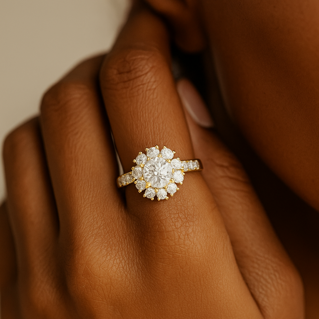 Round Halo Cathedral Ring