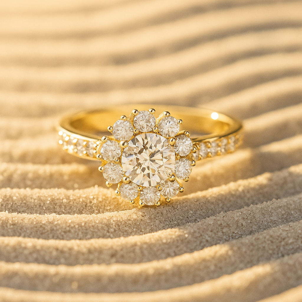 Round Halo Cathedral Ring