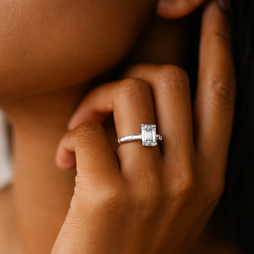 Emerald-Cut Collet Solitaire