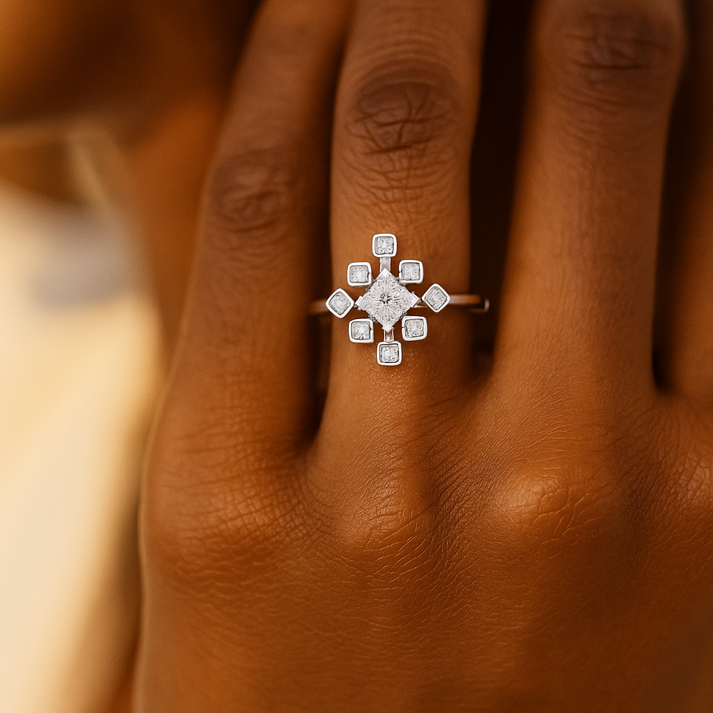 Princess Cut Collet Cluster Ring