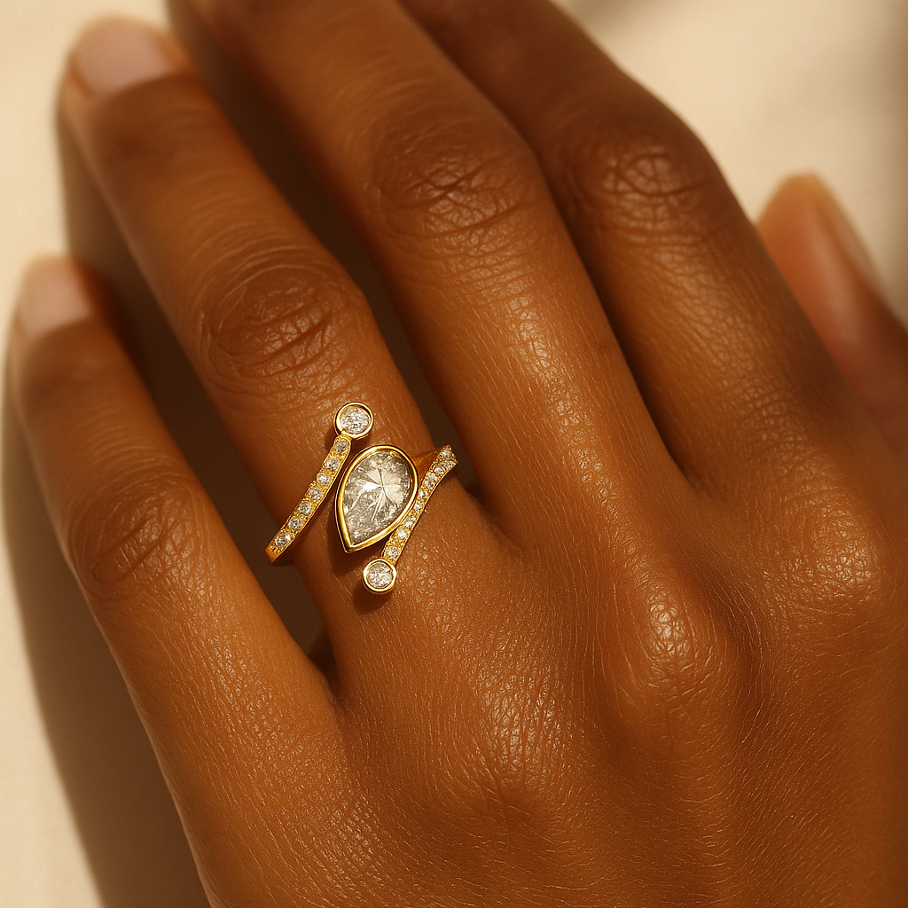 Pear Bezel Bypass Diamond Ring