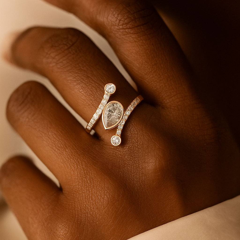 Pear Bezel Bypass Diamond Ring