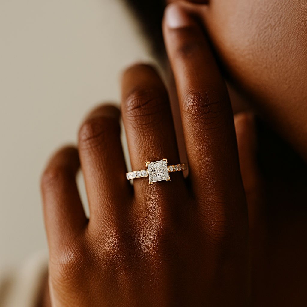 Princess Cut Pavé Solitaire