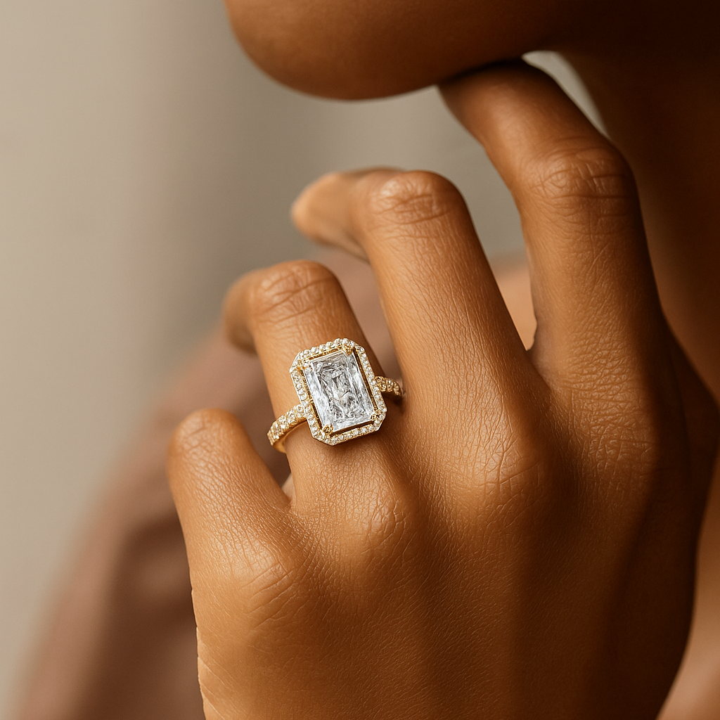 Radiant Halo Engagement Ring