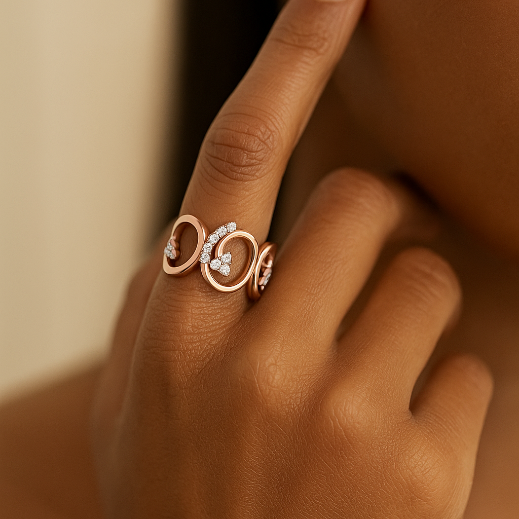 Open Scroll Pavé Diamond Ring