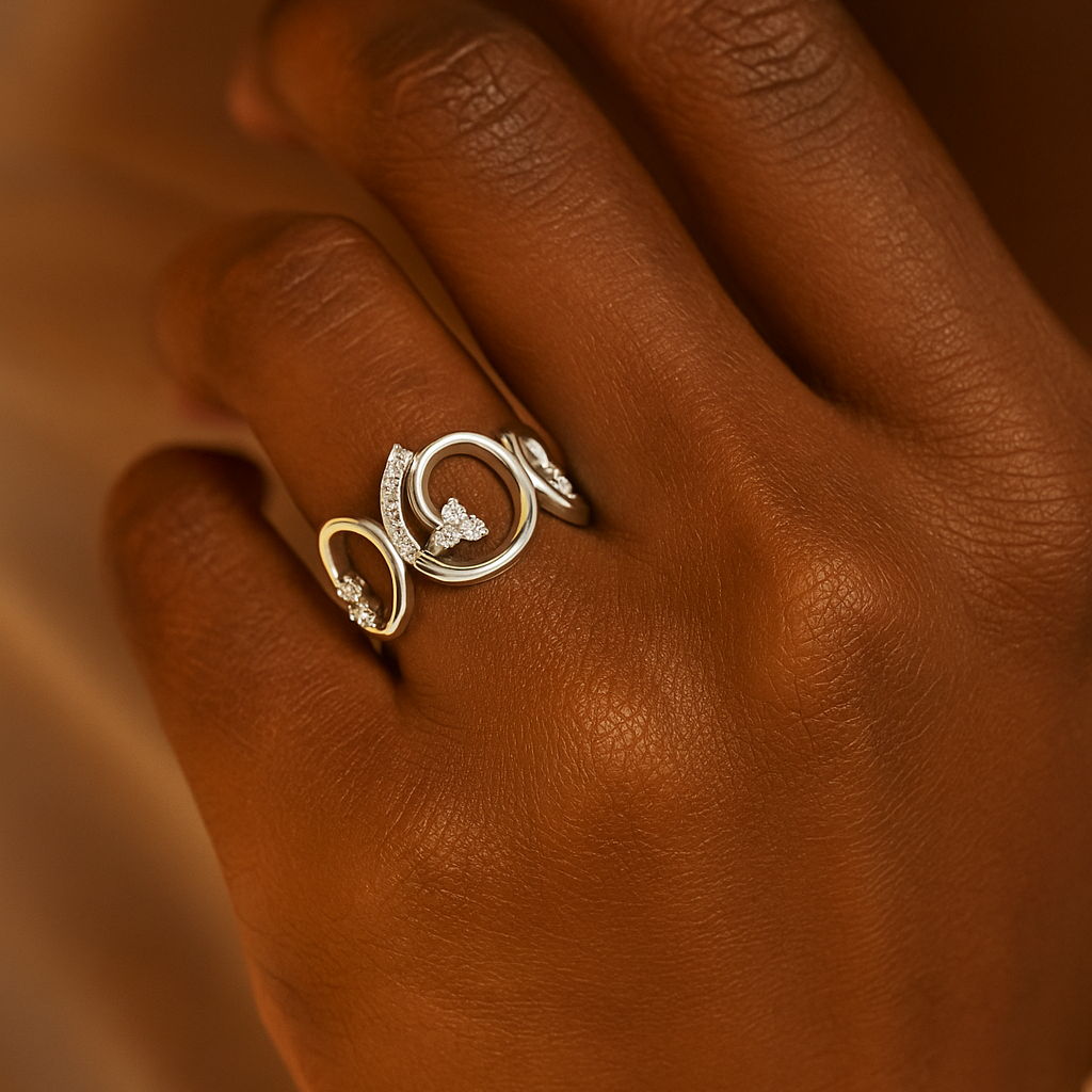 Open Scroll Pavé Diamond Ring