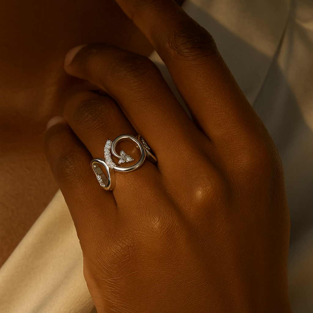 Open Scroll Pavé Diamond Ring