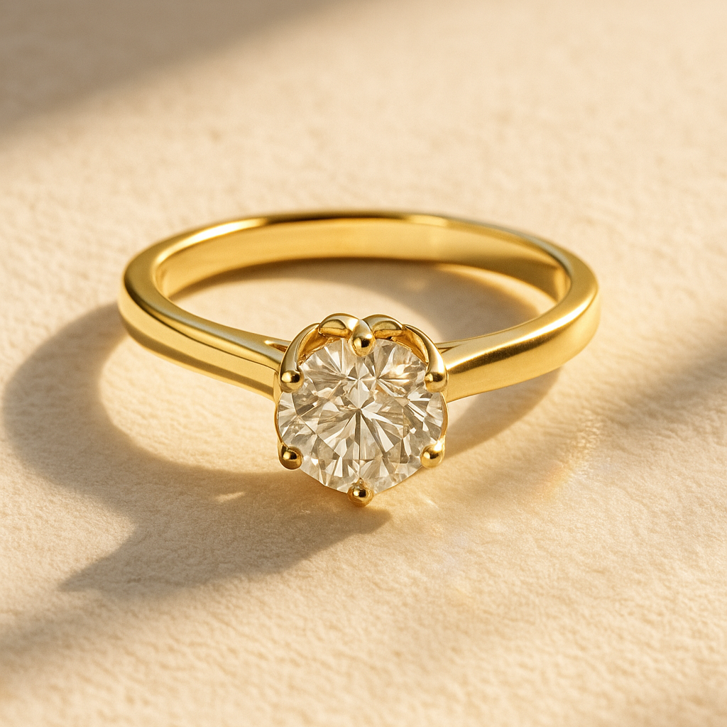 6-Prong Crown Round Solitaire — 14K Yellow Gold