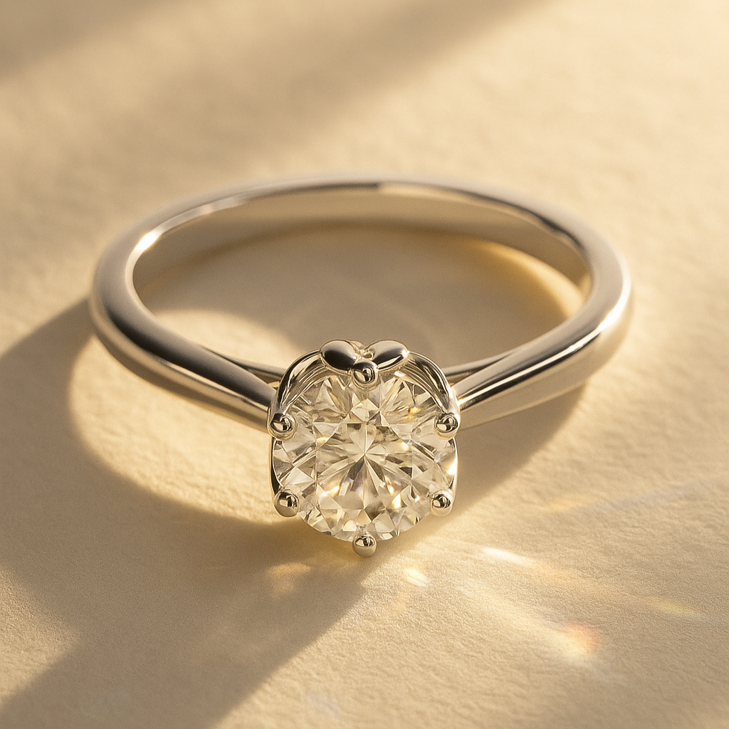 6-Prong Crown Round Solitaire — 14K Yellow Gold