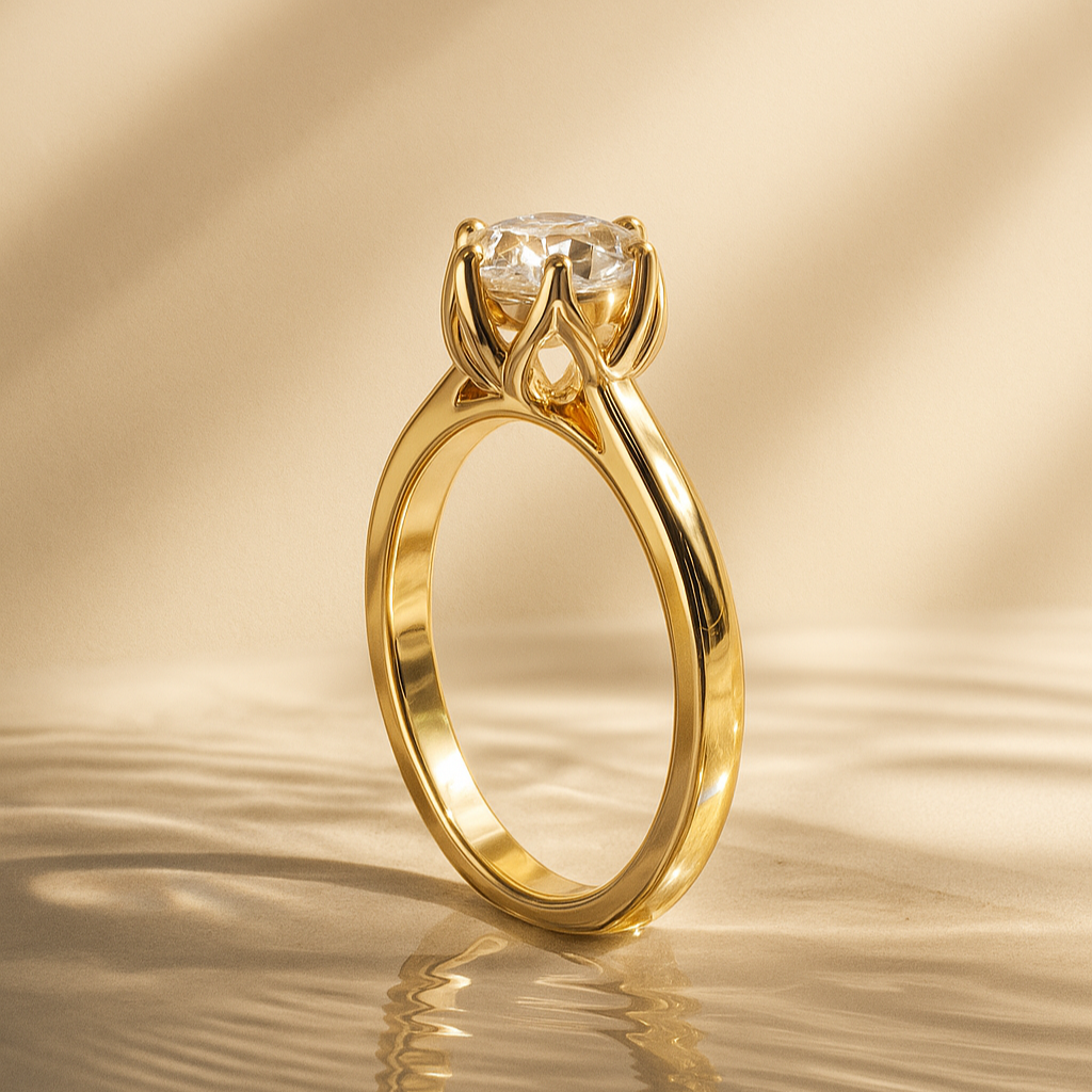6-Prong Crown Round Solitaire — 14K Yellow Gold