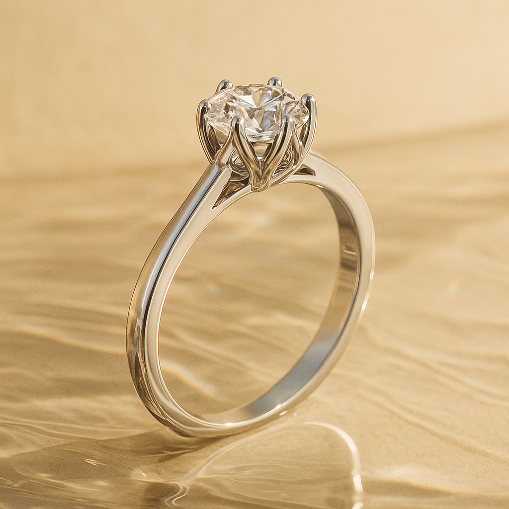 6-Prong Crown Round Solitaire — 14K Yellow Gold
