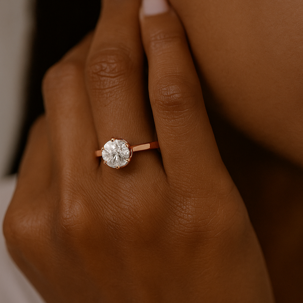 6-Prong Crown Round Solitaire — 14K Yellow Gold