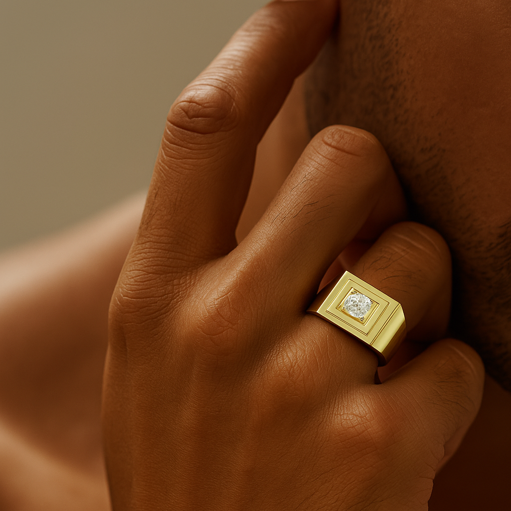 Cushion Collet Signet Ring