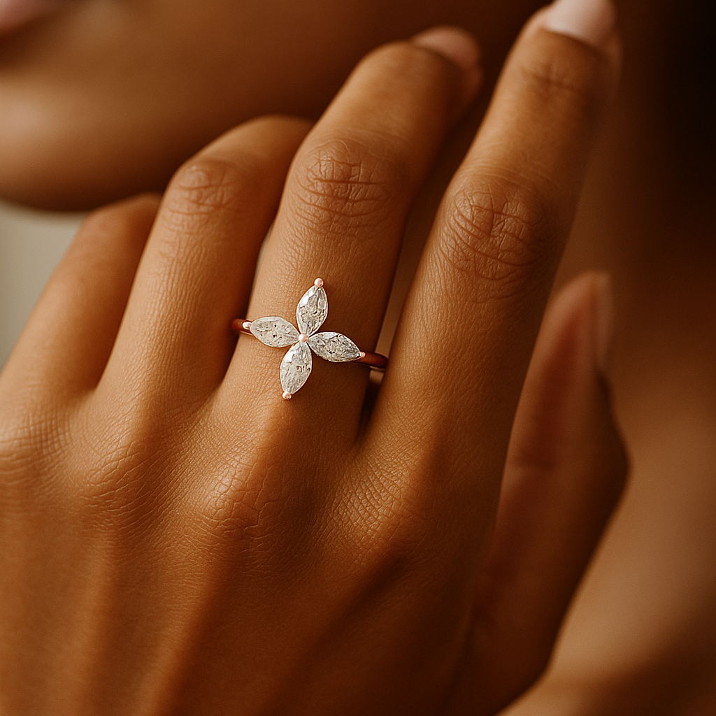 Marquise flower cluster ring