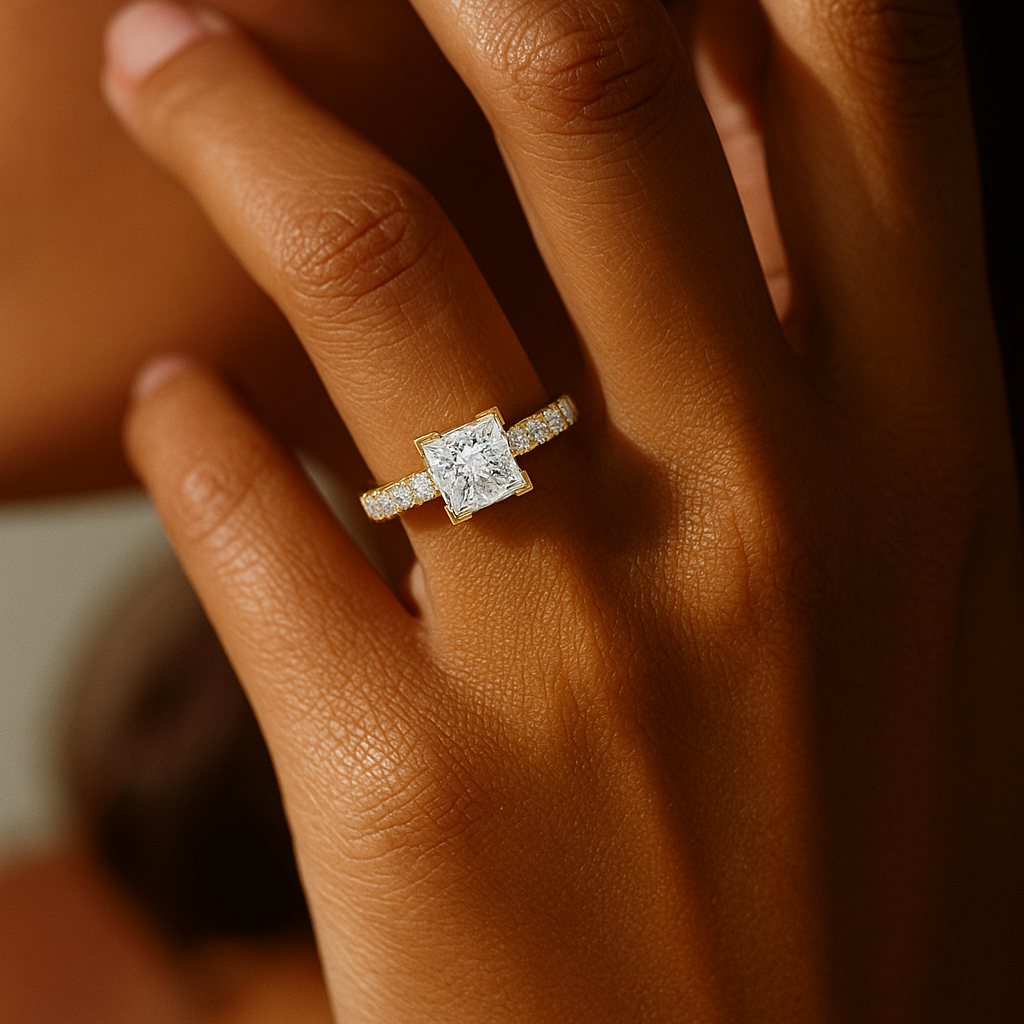 Princess Cut Pavé Solitaire