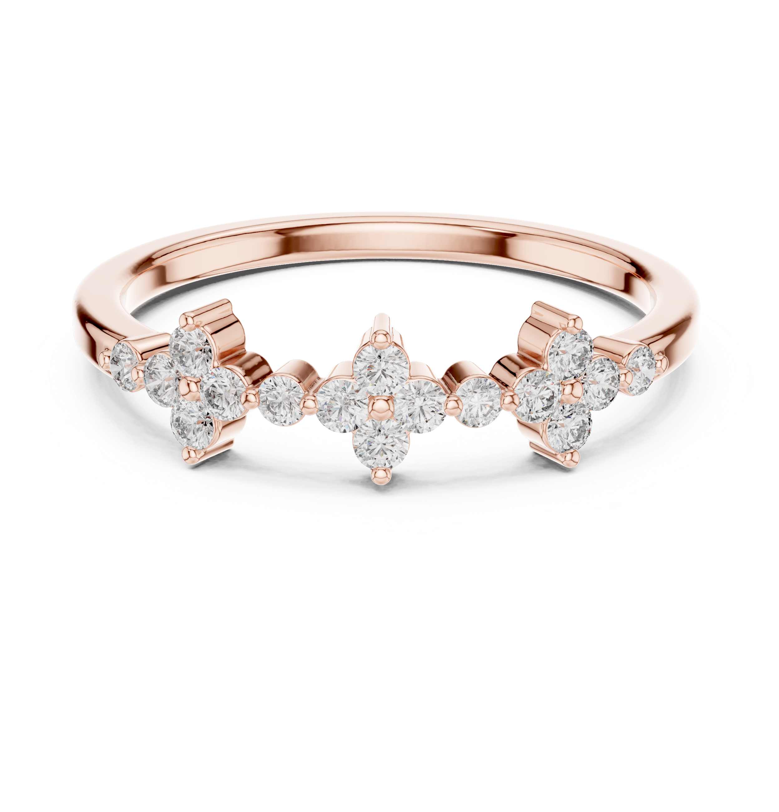 Curved Diamond Cluster Ring