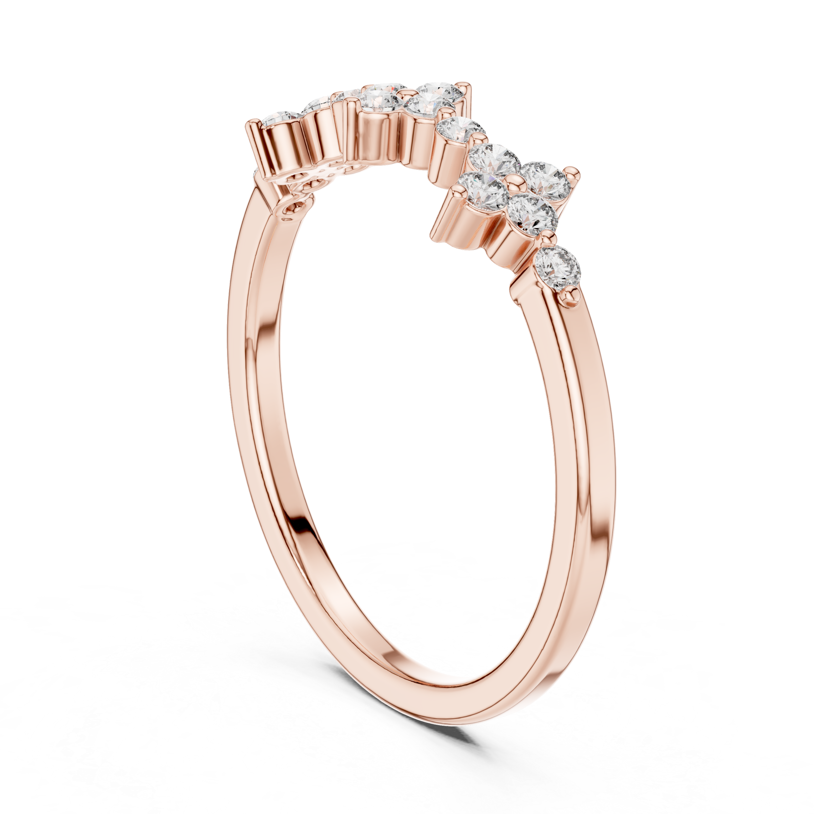 Curved Diamond Cluster Ring