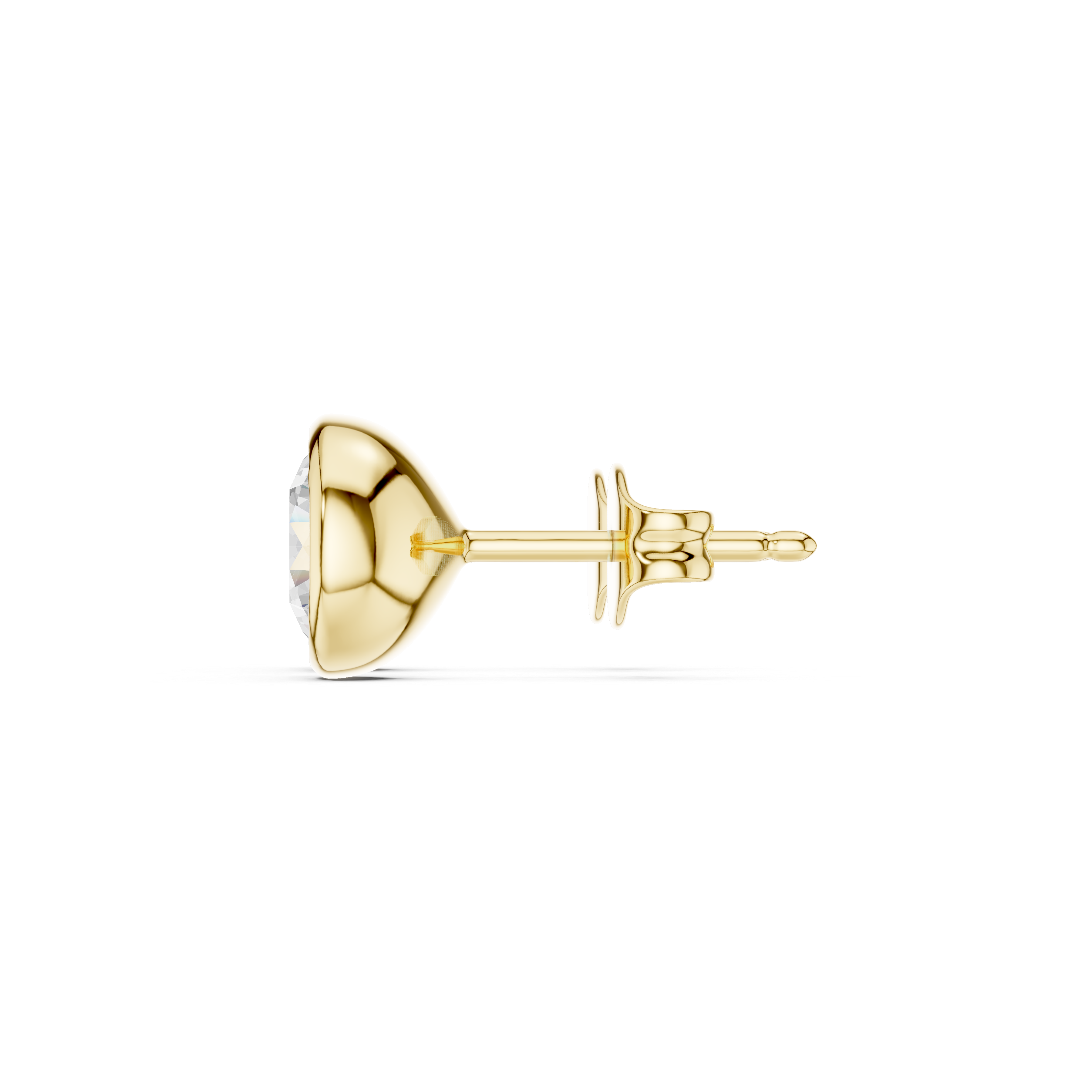 Muur Atelier Solid Gold Modern Round Cut Bezel Solitaire Diamond Studs