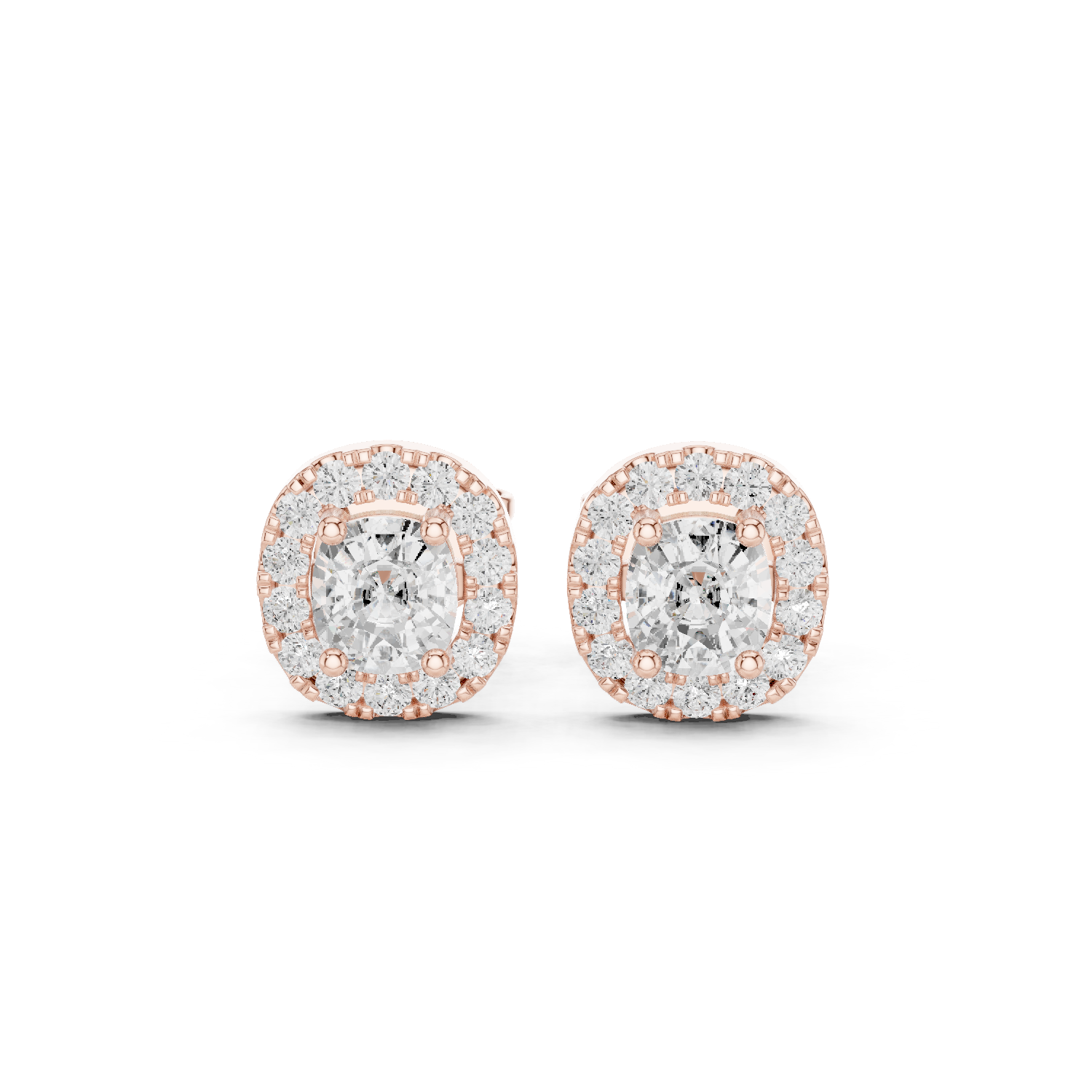 Muur Atelier Solid Gold Modern Radiant Cut Halo Diamond Studs