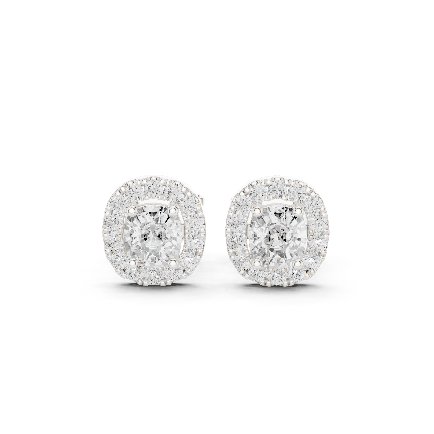 Muur Atelier Solid Gold Modern Radiant Cut Halo Diamond Studs