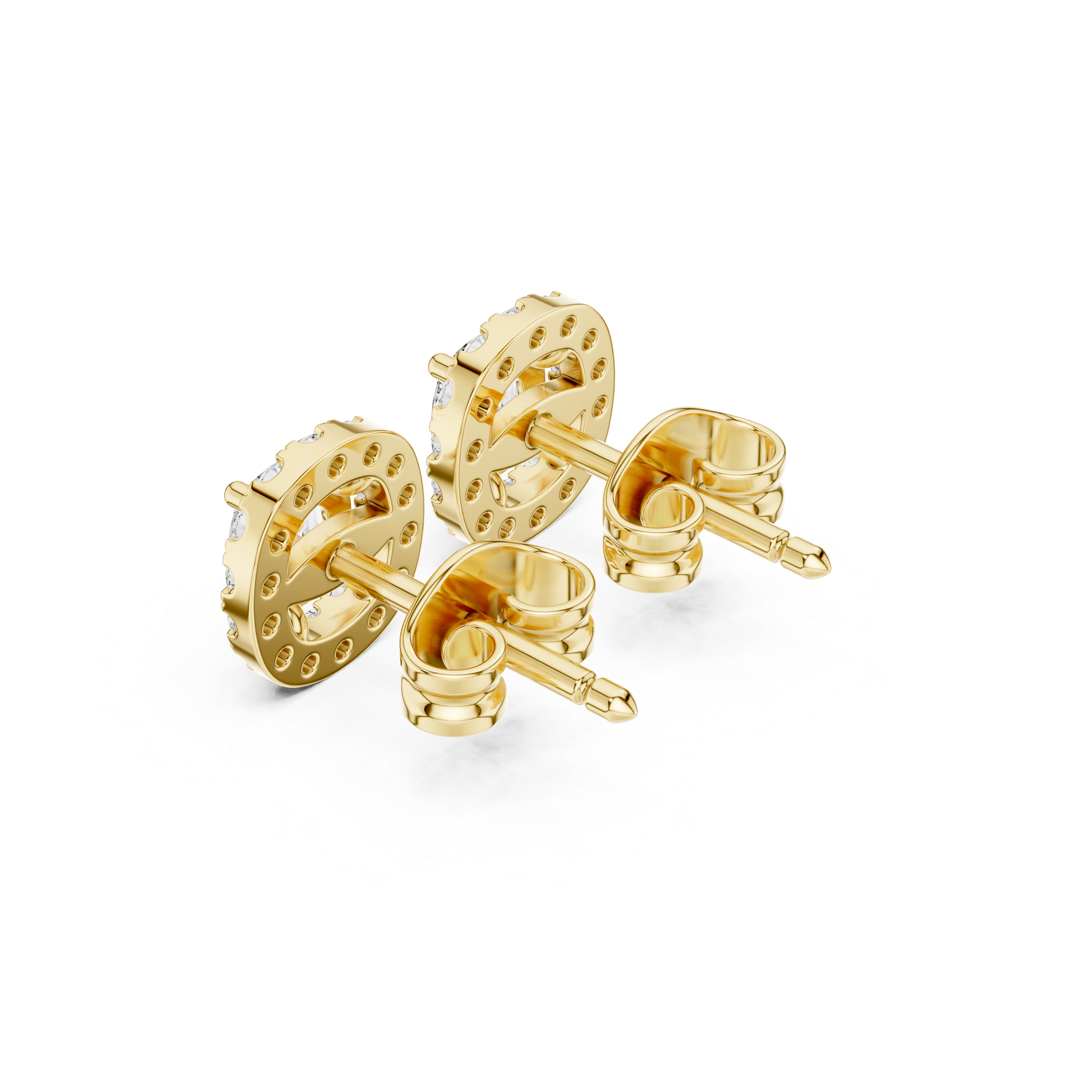 Muur Atelier Solid Gold Modern Radiant Cut Halo Diamond Studs