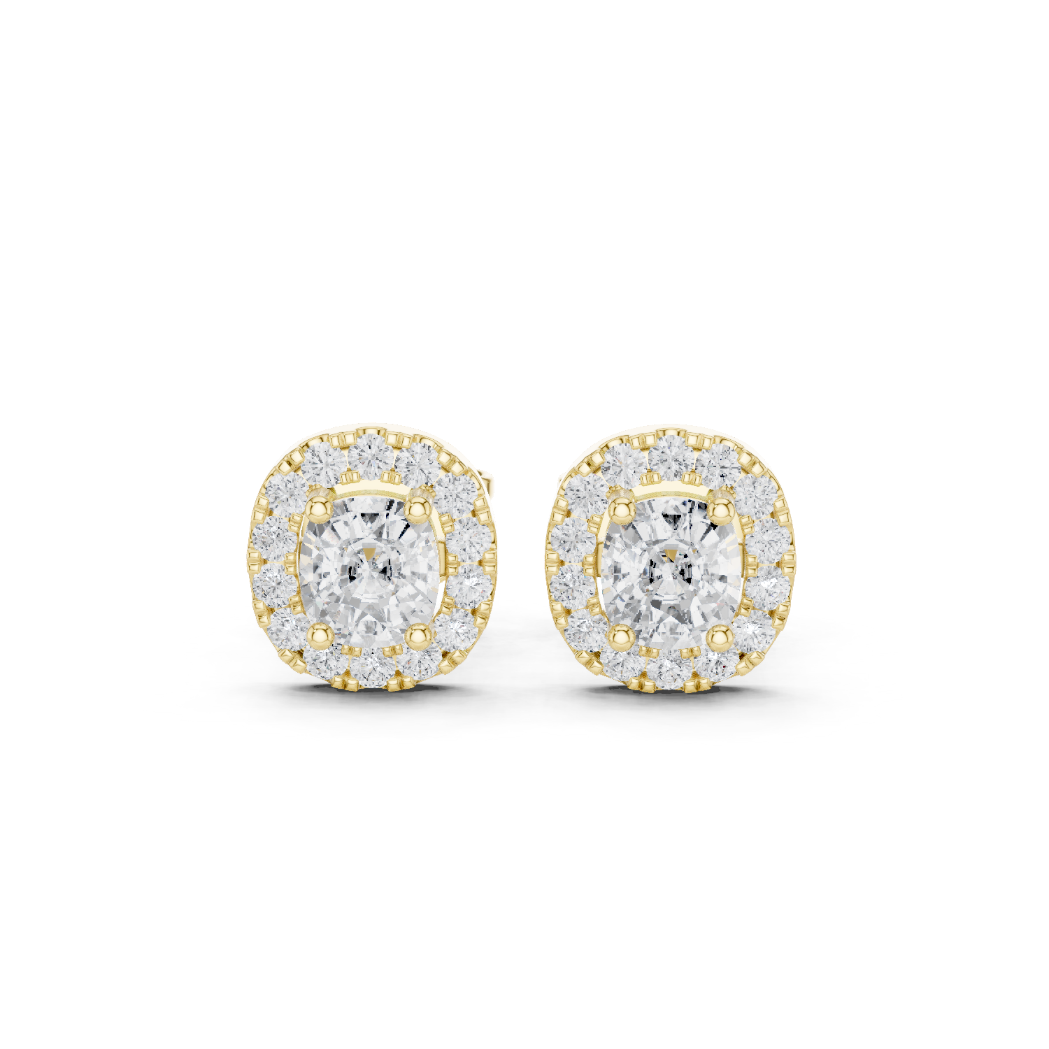 Muur Atelier Solid Gold Modern Radiant Cut Halo Diamond Studs