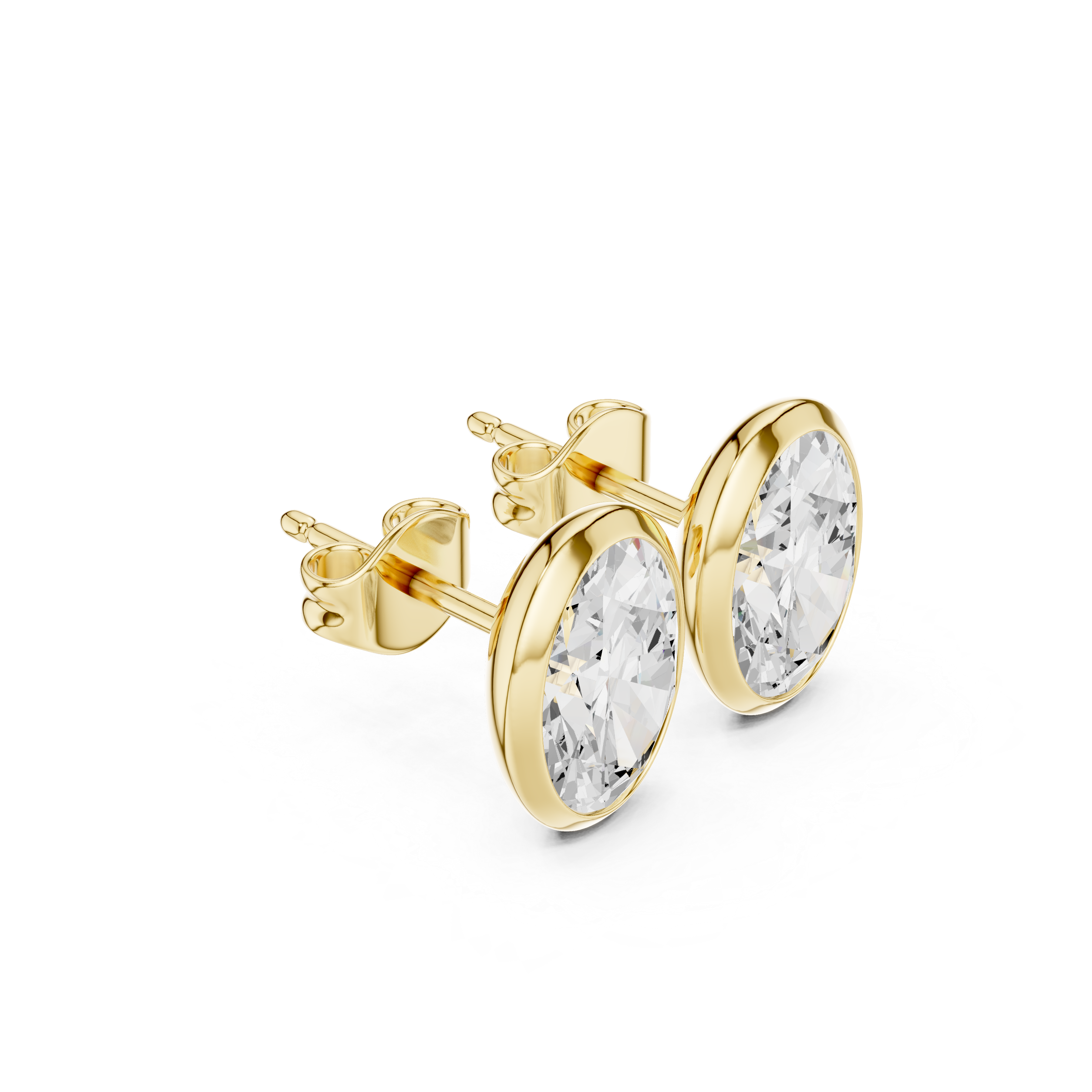 Muur Atelier Solid Gold Modern Oval Cut Bezel Solitaire Diamond Studs