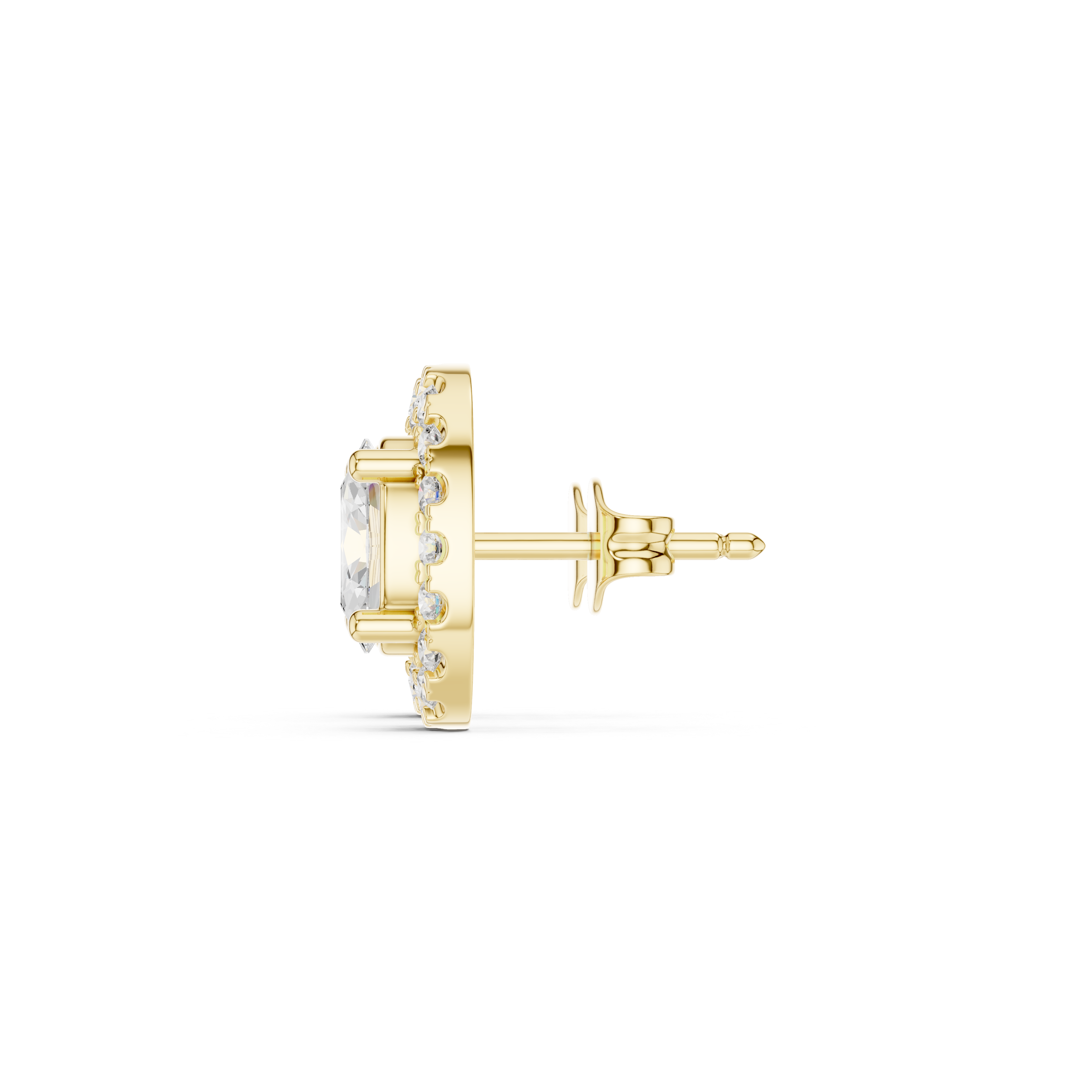 Muur Atelier Solid Gold Modern Oval Cut Diamond Halo Studs