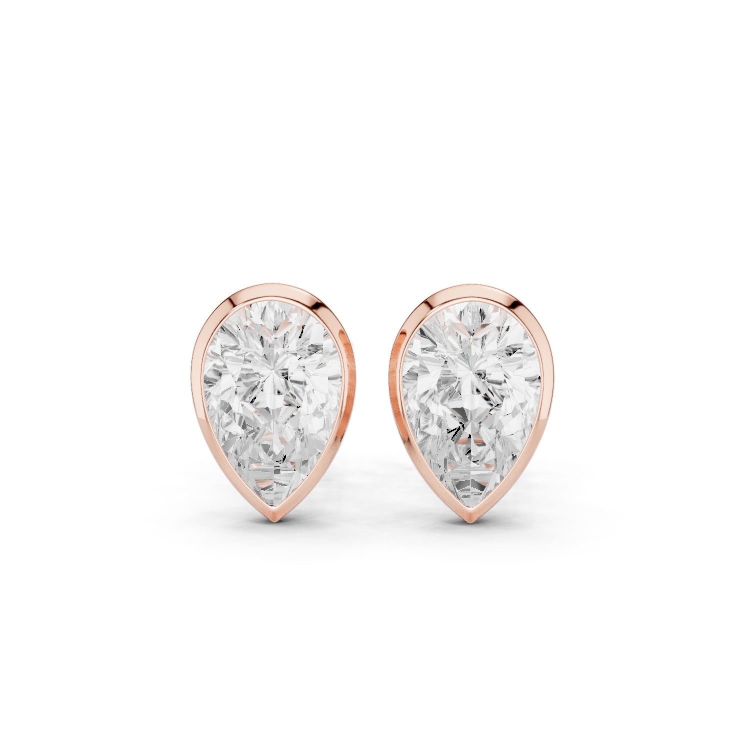Muur Atelier Solid Gold Modern Pear Cut Bezel Solitaire Diamond Studs
