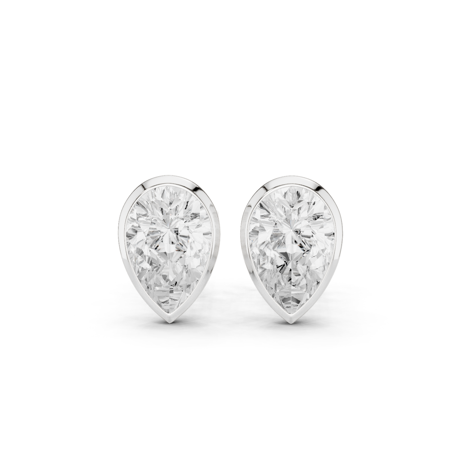 Muur Atelier Solid Gold Modern Pear Cut Bezel Solitaire Diamond Studs