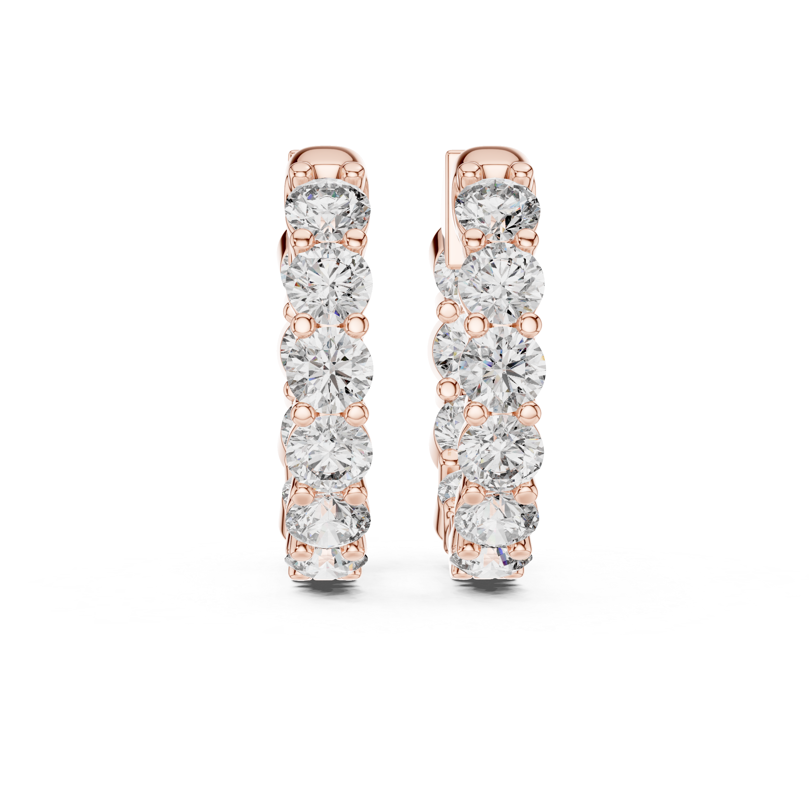 The Kawasaki Hoops - Shared Prong Bold Diamond Earrings