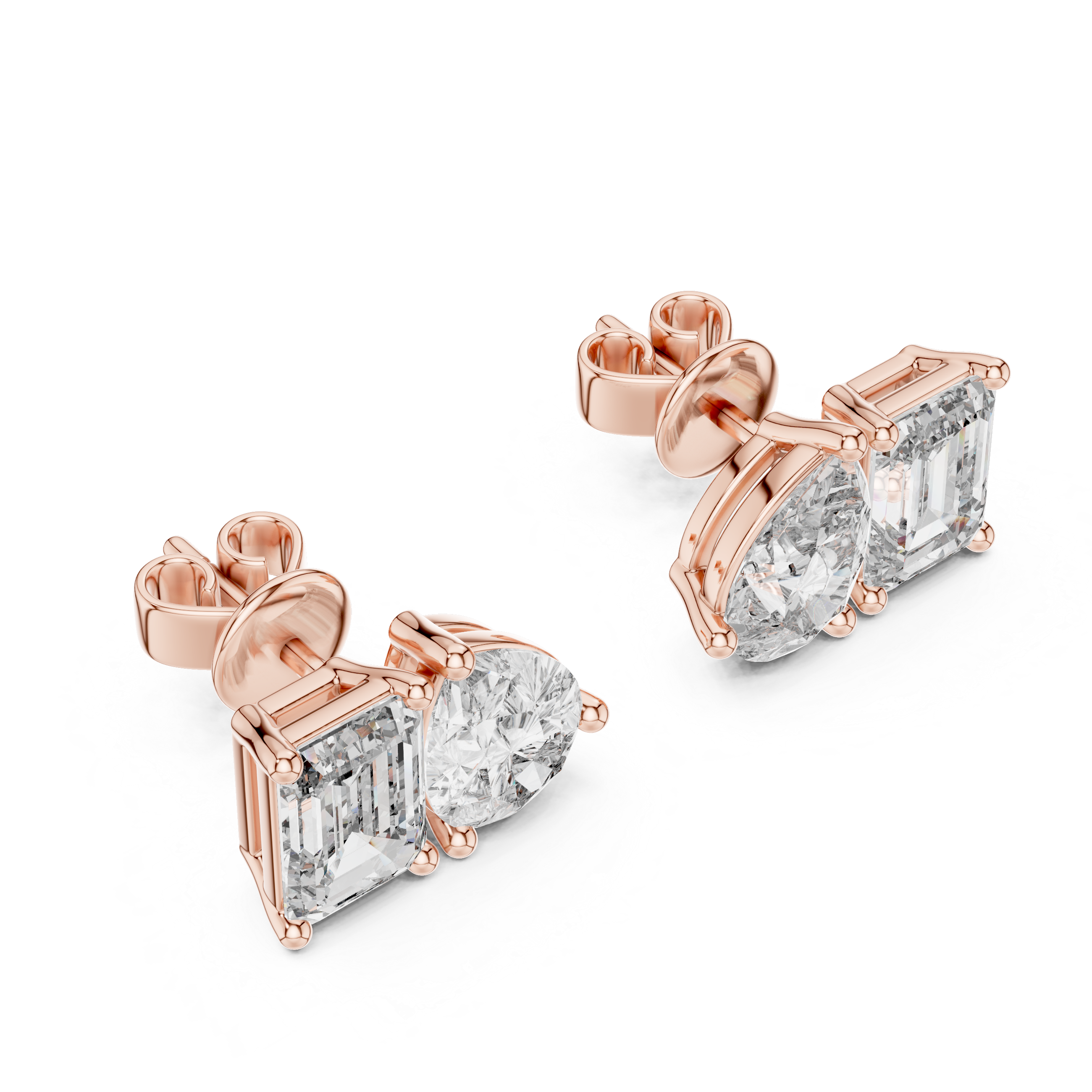 The San Diego Earrings - Pear & Emerald Cut Toi et Moi Studs