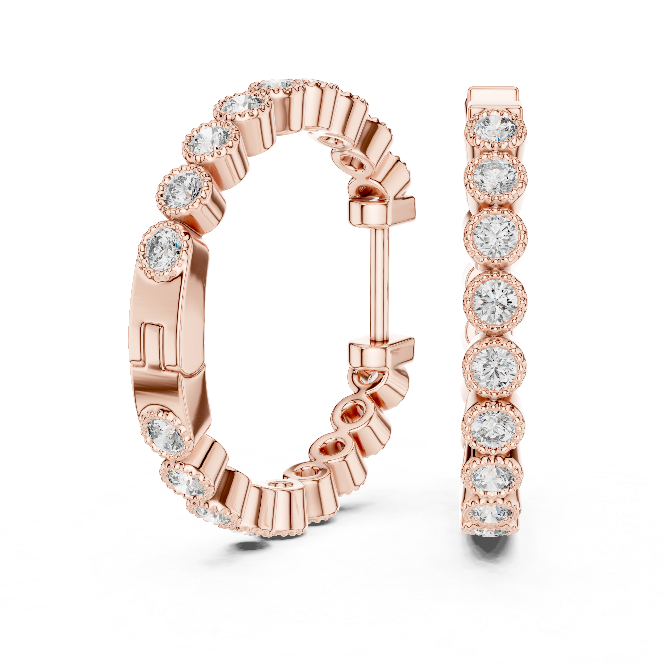 The Chicago Hoops - Bezel Set Diamond Eternity Earrings