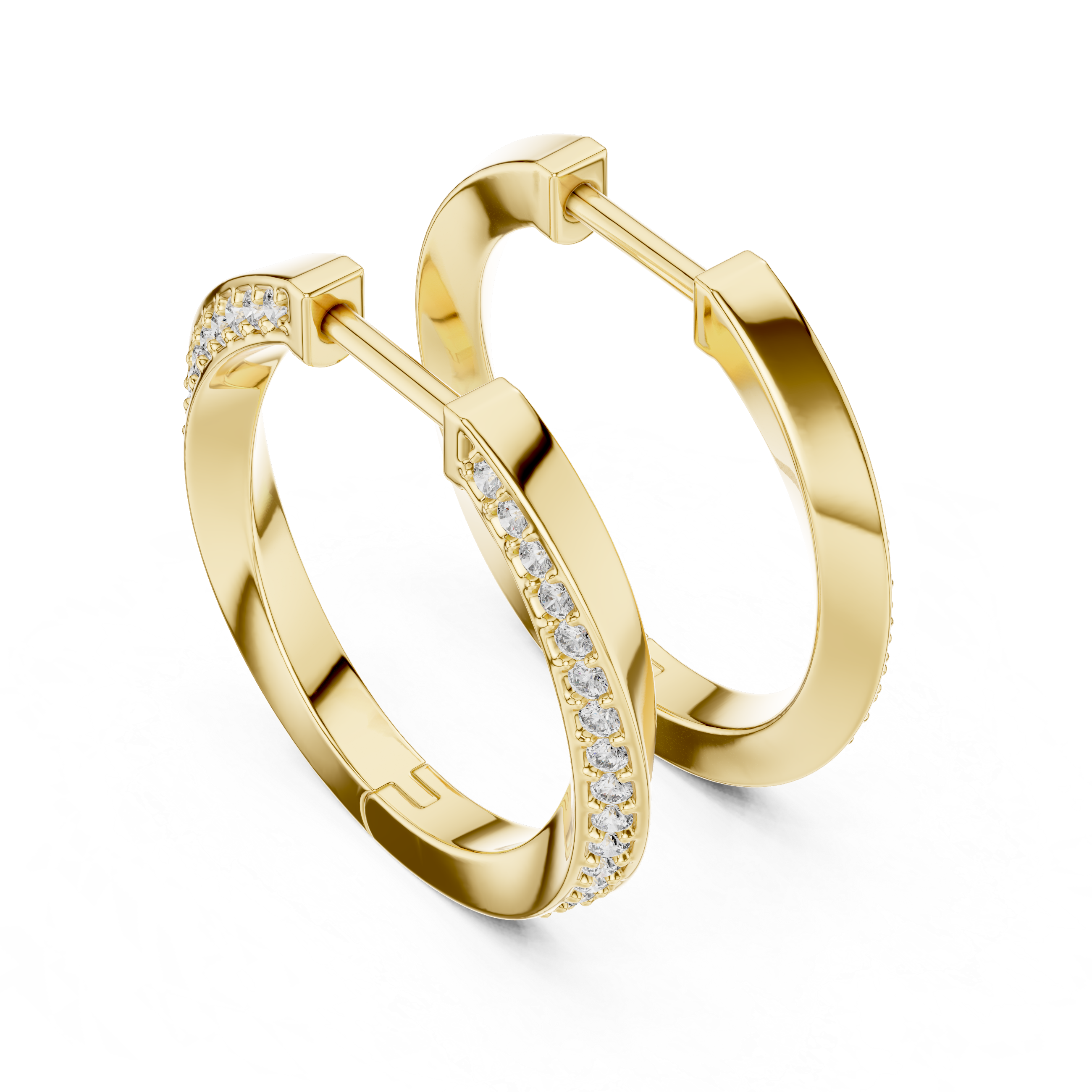 Muur Atelier Solid Gold Twisted Pavé Diamond Hoop Earrings