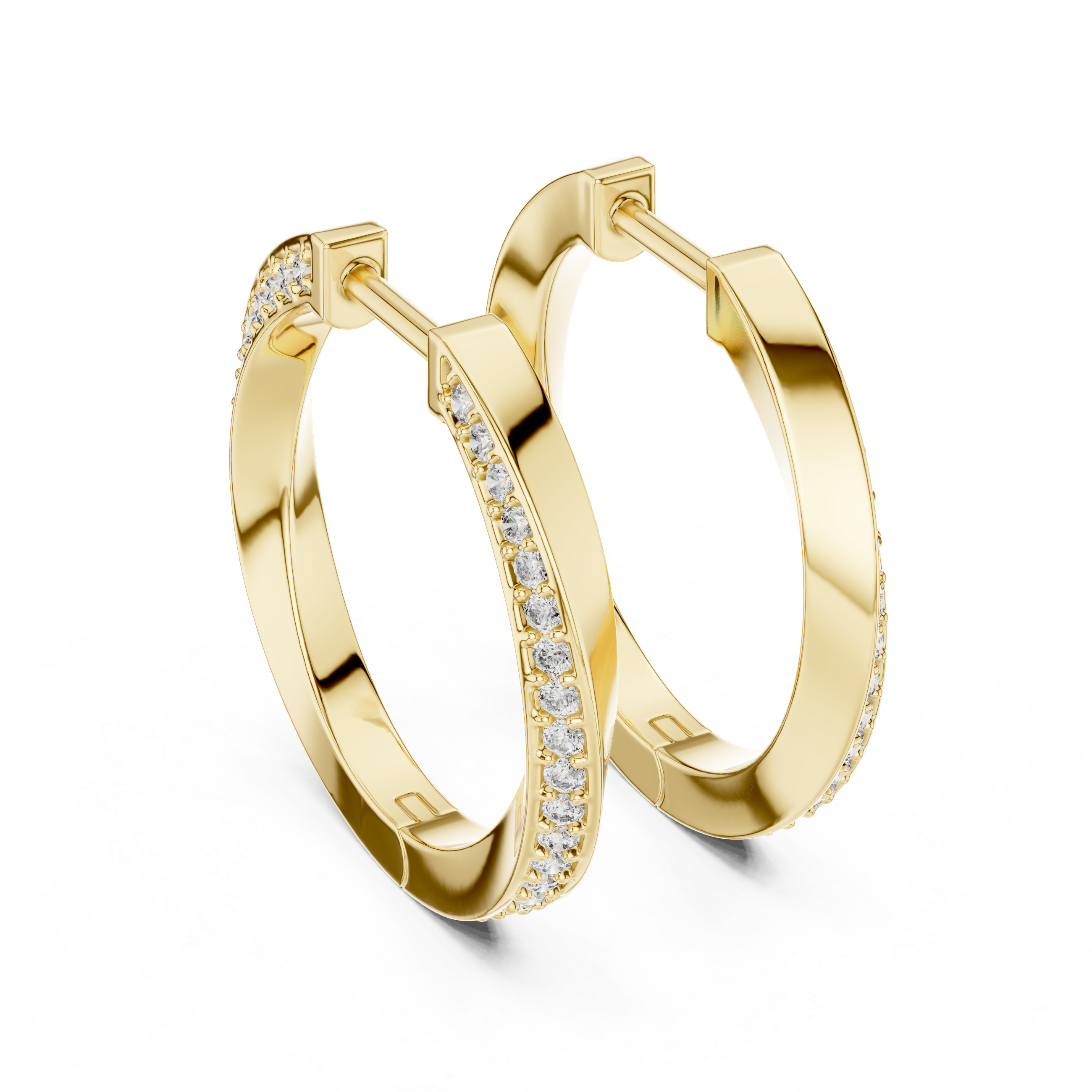 Muur Atelier Solid Gold Twisted Pavé Diamond Hoop Earrings