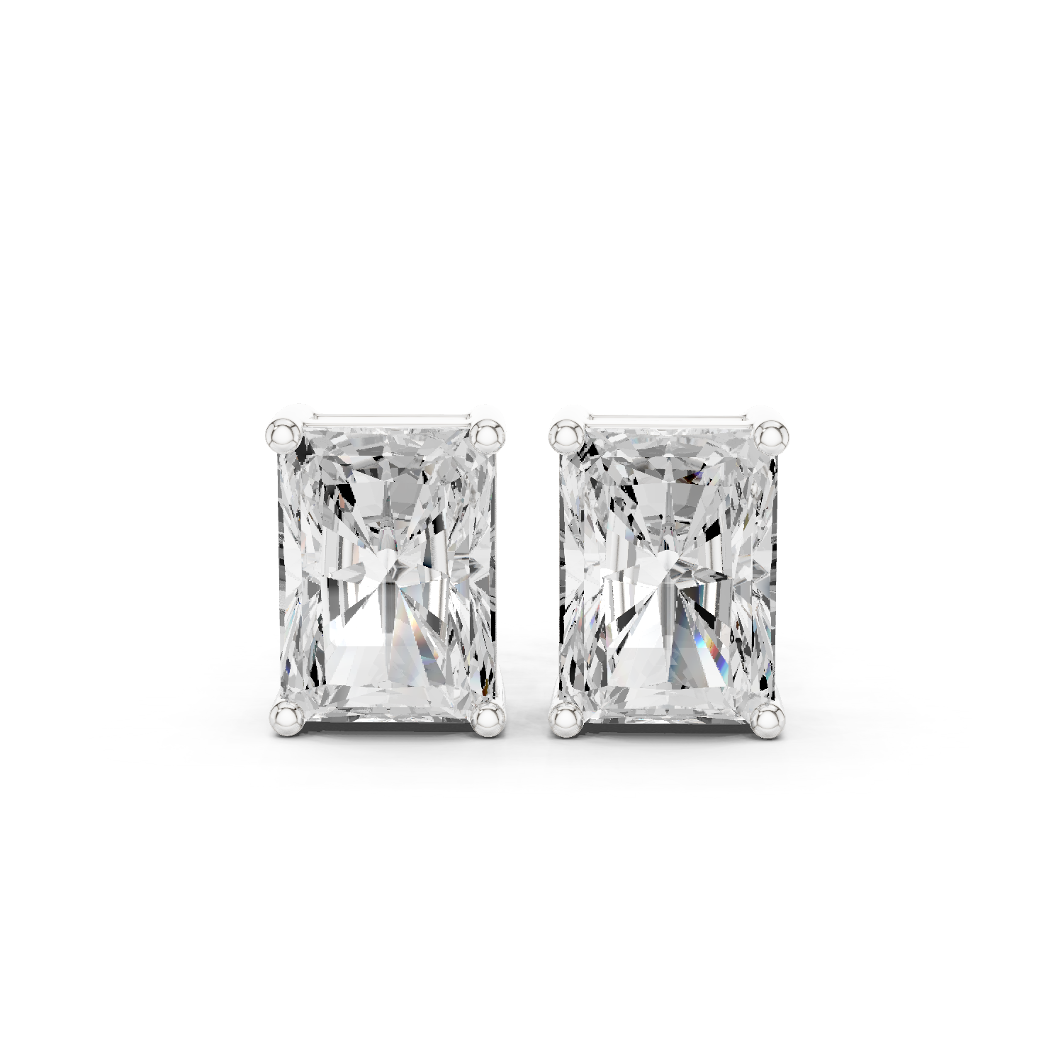 Muur Atelier Solid Gold Modern Radiant Cut Diamond Basket Solitaire Studs