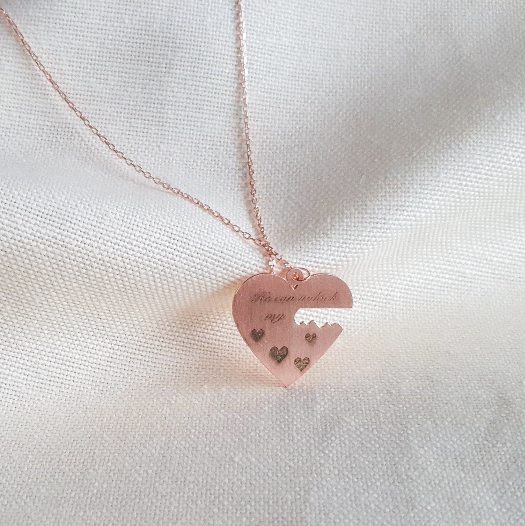 Heart Key Lock Couple Necklace