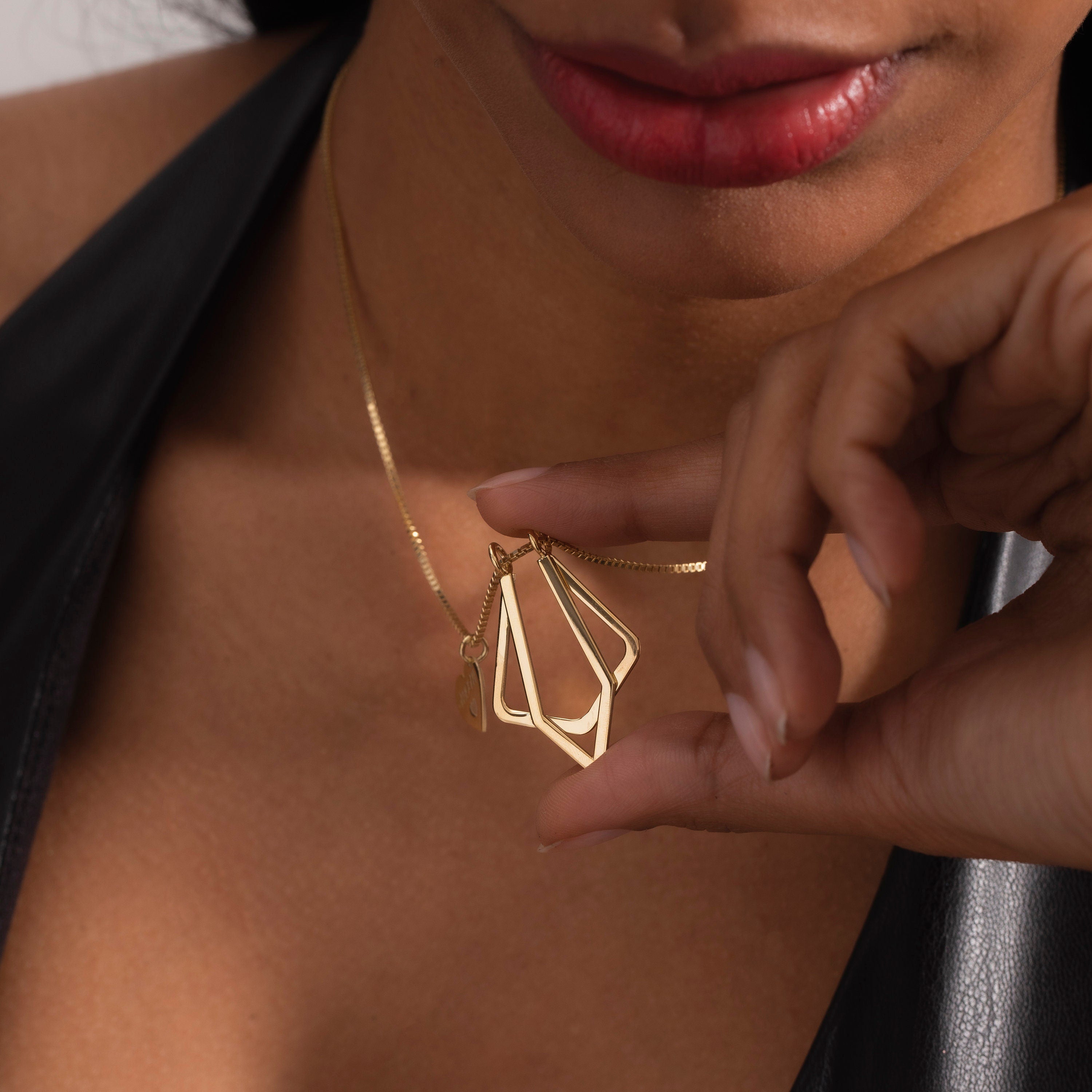Magic Ring Holder Necklace, Geometric Double Ring keeper Necklace