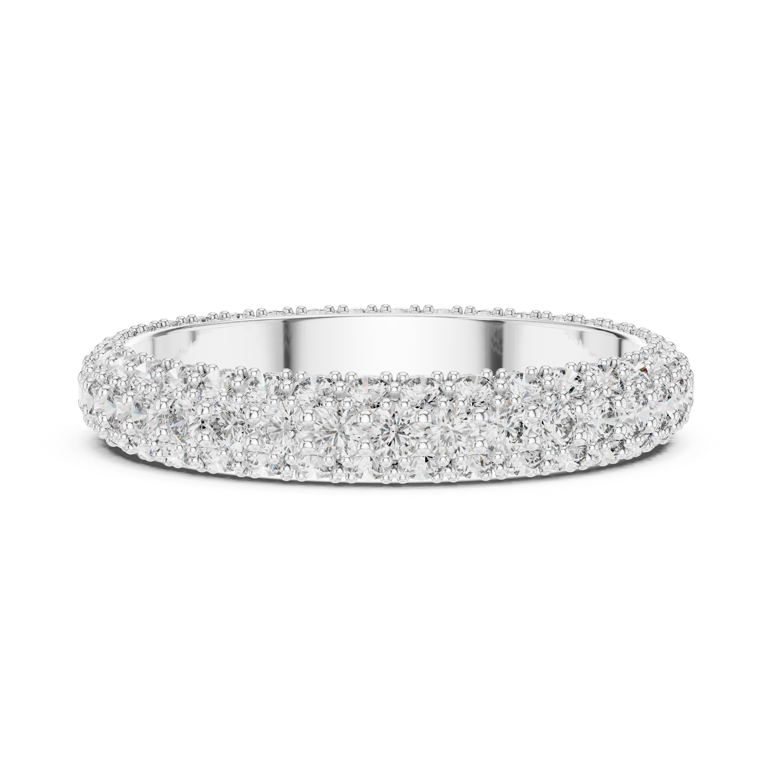 Muur Atelier Solid Gold Triple Row Domed Diamond Pavé Eternity Band