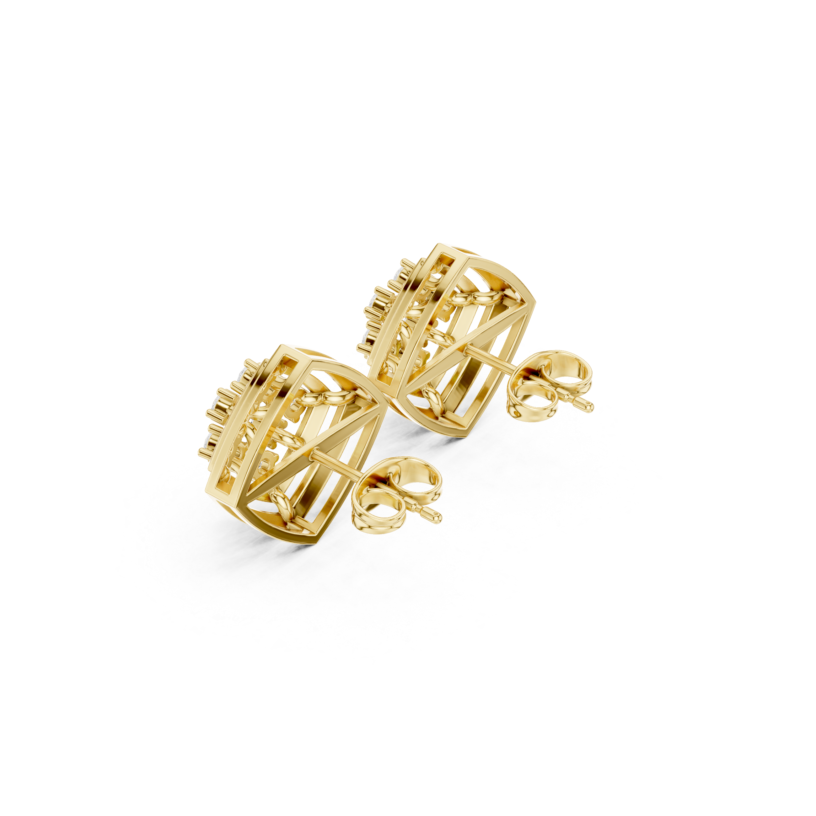 Muur Atelier Solid Gold Geometric Diamond Cluster Studs