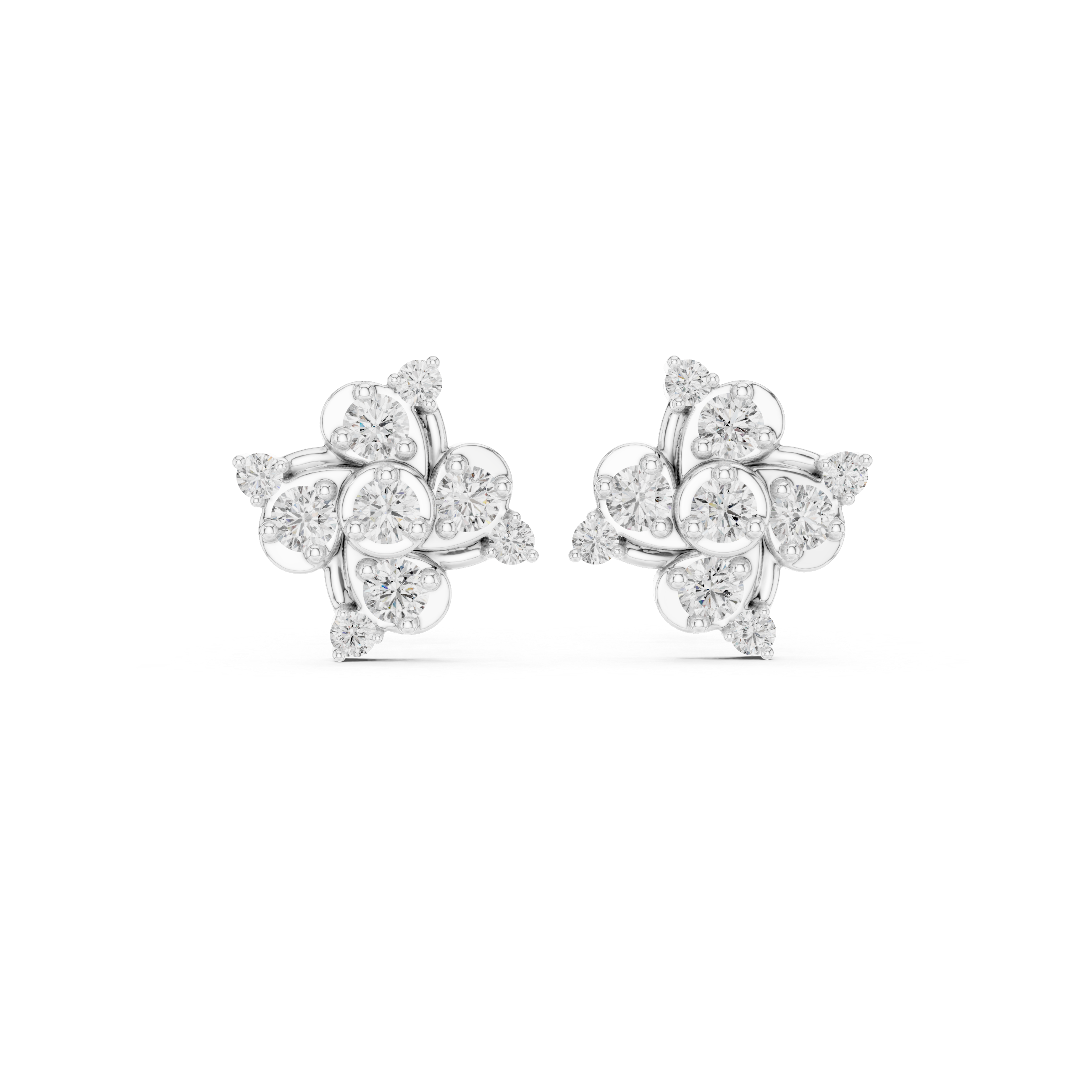 Muur Atelier Solid Gold Floral Cluster Diamond Studs