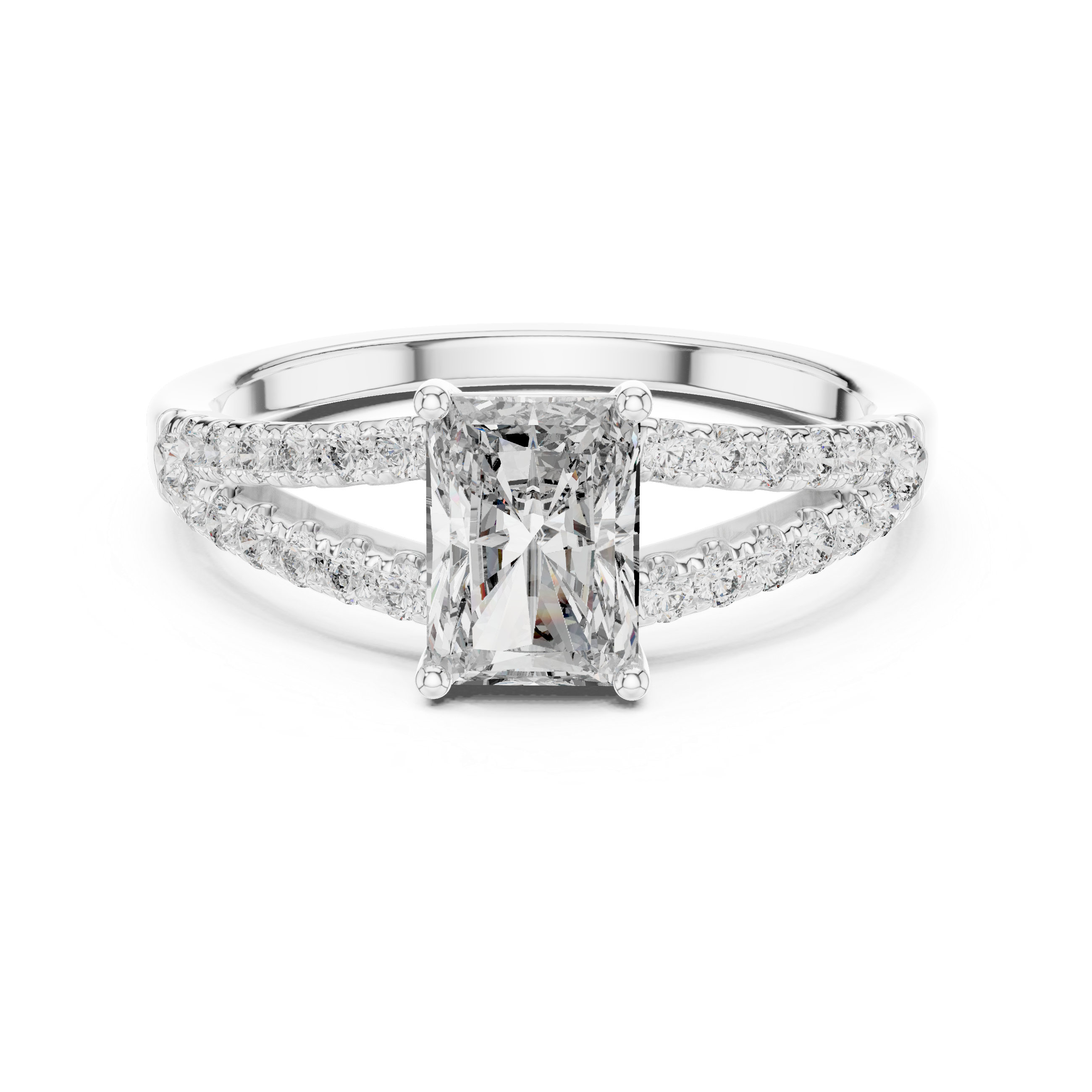 Muur Atelier Solid Gold Radiant Cut Diamond Solitaire with Hidden Accents
