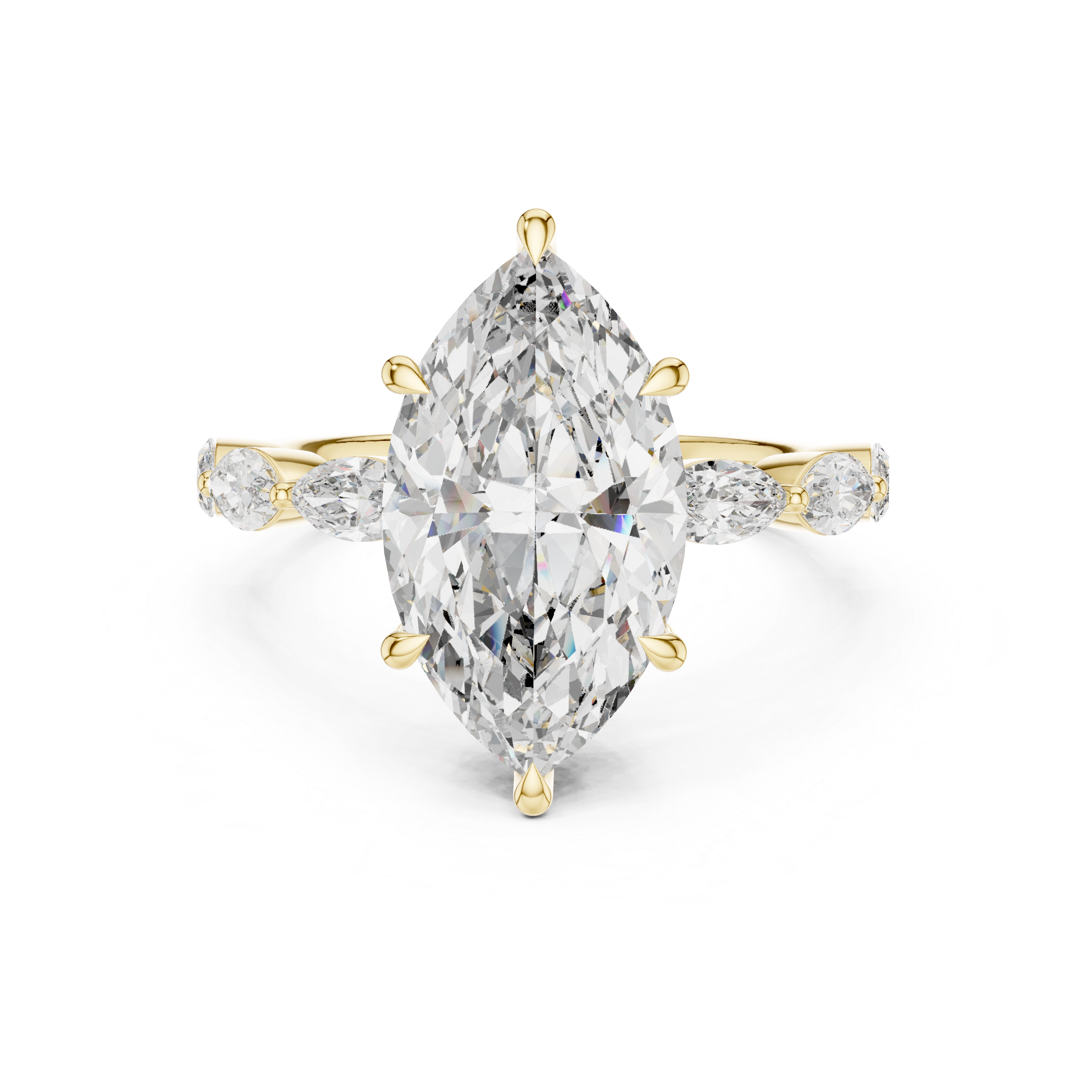 Muur Atelier Solid Gold Marquise Cut Solitaire with Marquise Diamond Vine Band