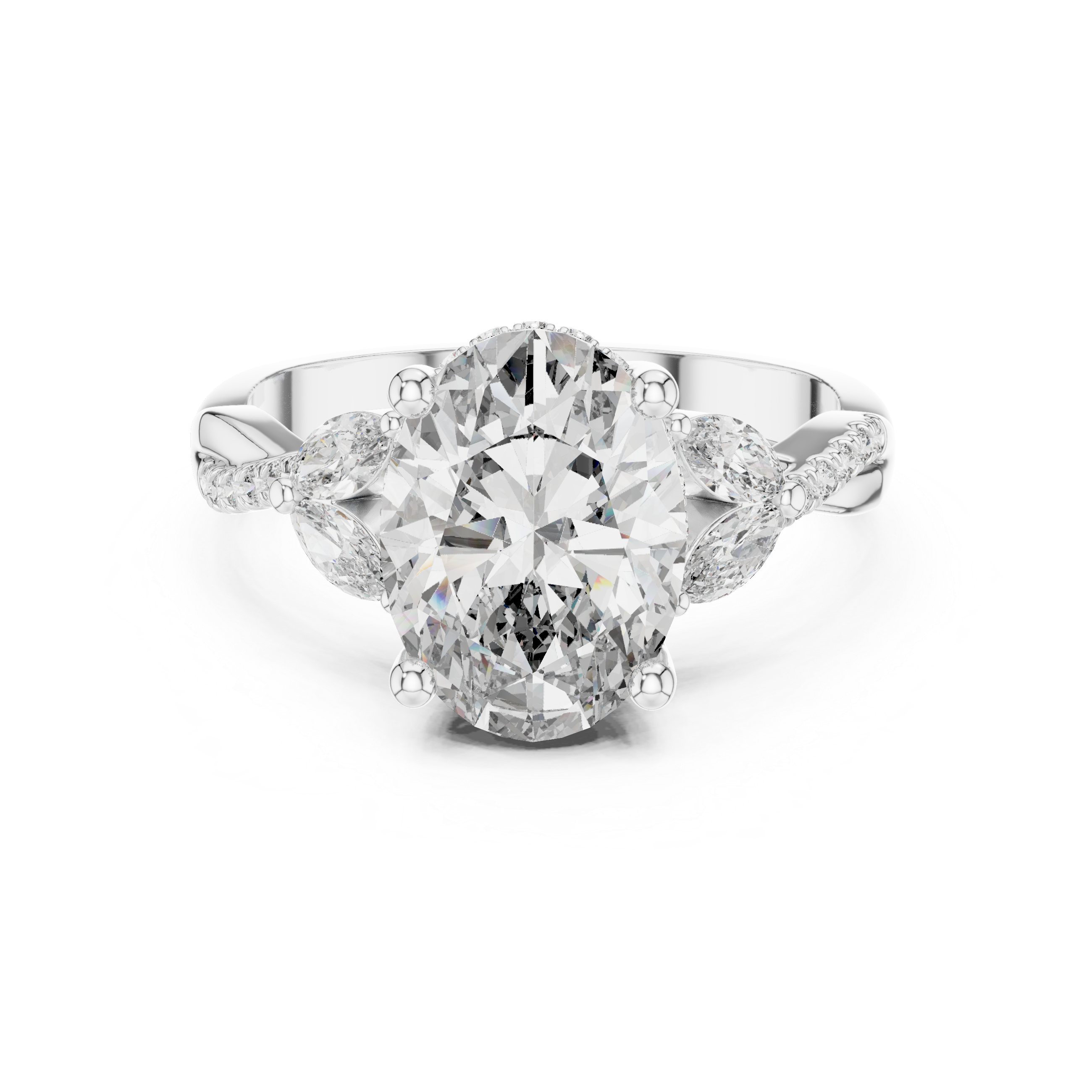 Muur Atelier Solid Gold Oval Cut Solitaire with Marquise Diamond Shoulders
