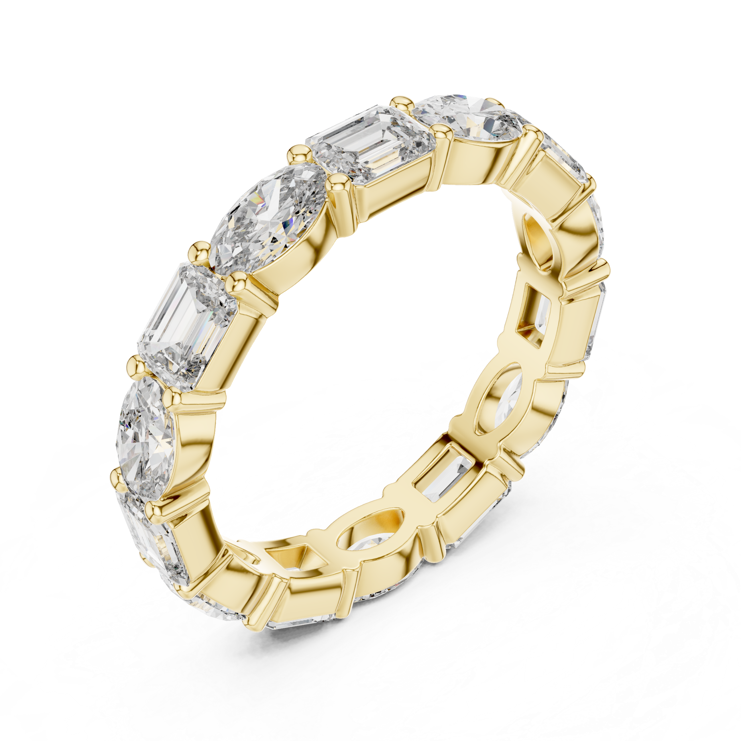 Muur Atelier Solid Gold Alternating Emerald & Oval Cut Diamond Eternity Band 