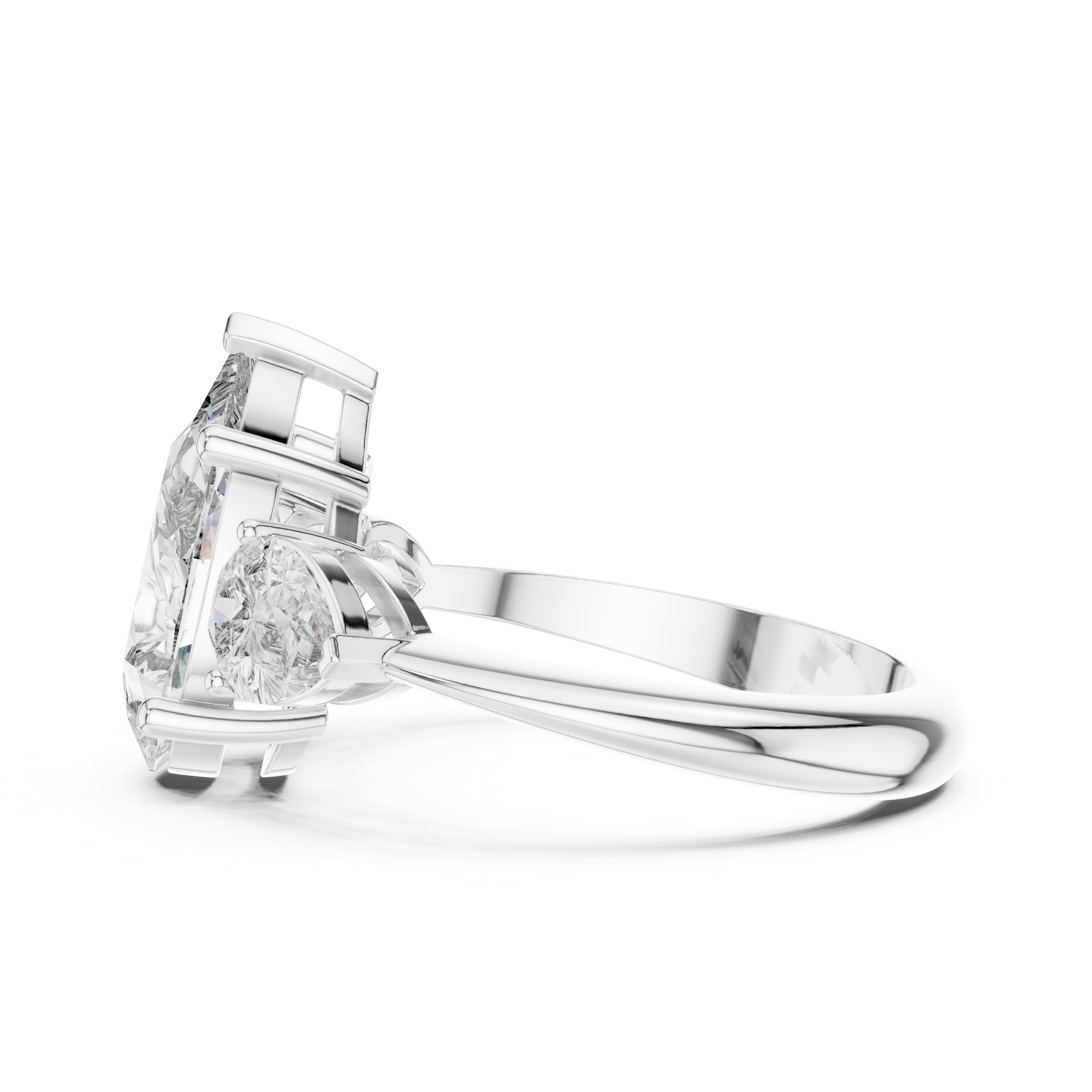 Muur Atelier Solid Gold 4 Carat Pear Cut Diamond Trilogy Ring