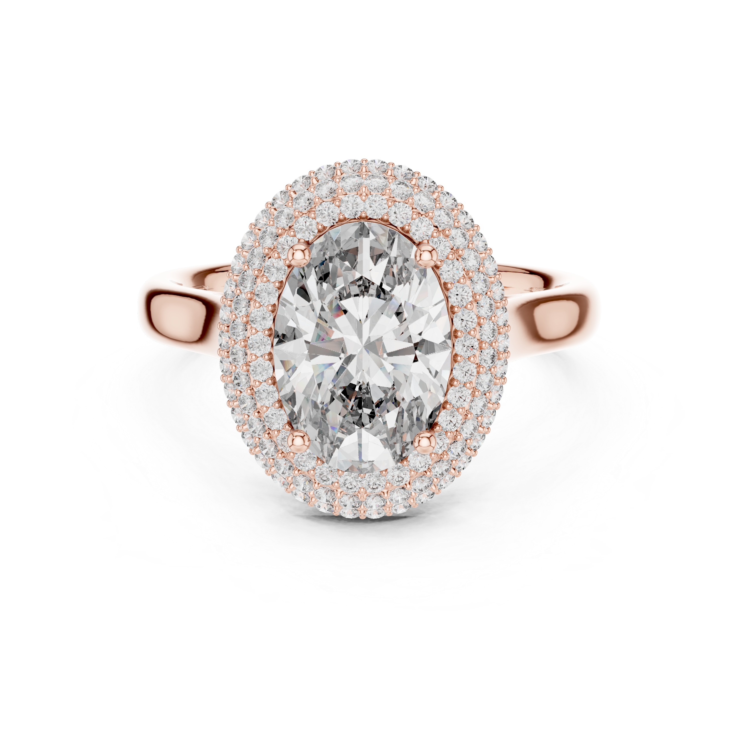 Muur Atelier Solid Gold Oval Cut Solitaire with Domed Diamond Pavé Halo