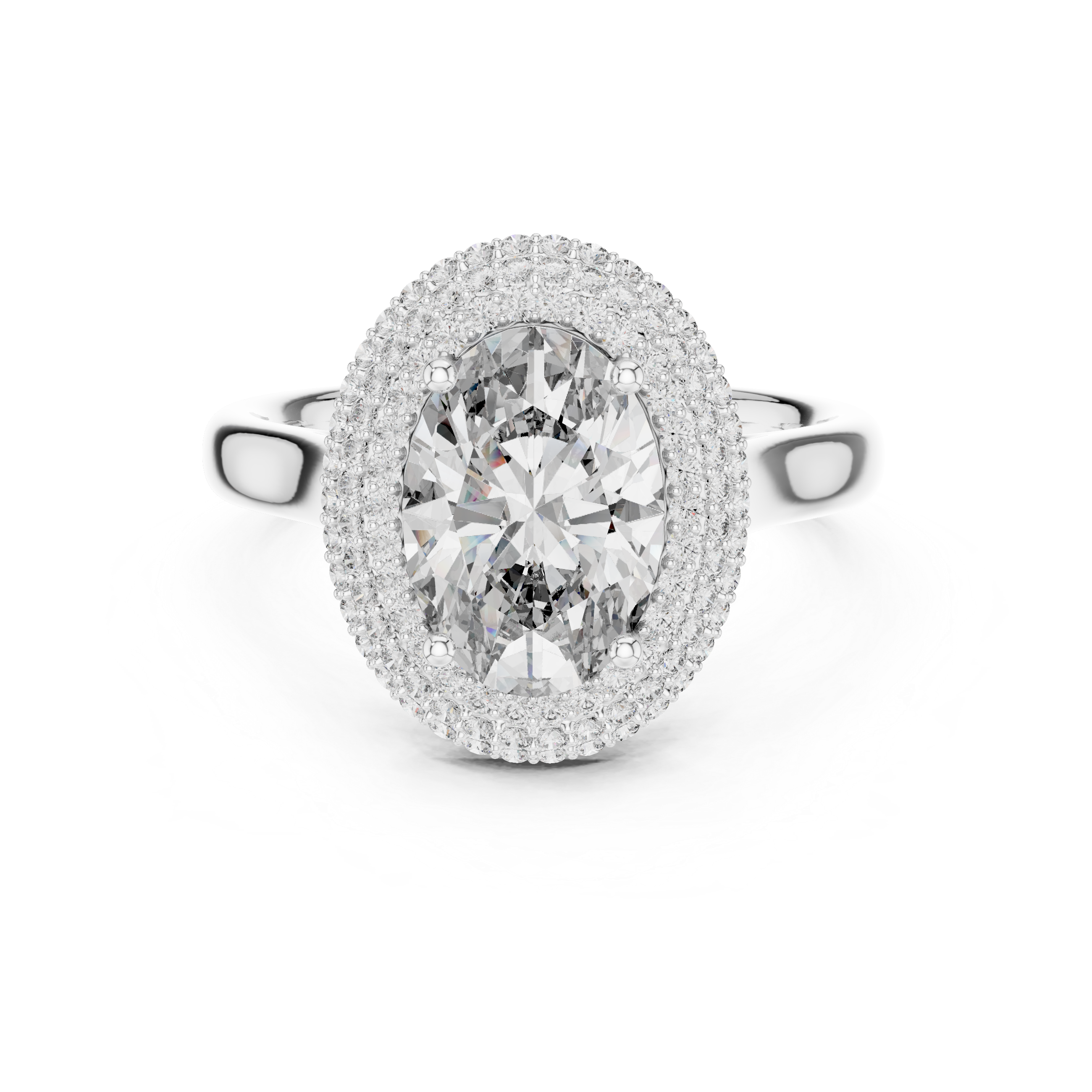 Muur Atelier Solid Gold Oval Cut Solitaire with Domed Diamond Pavé Halo