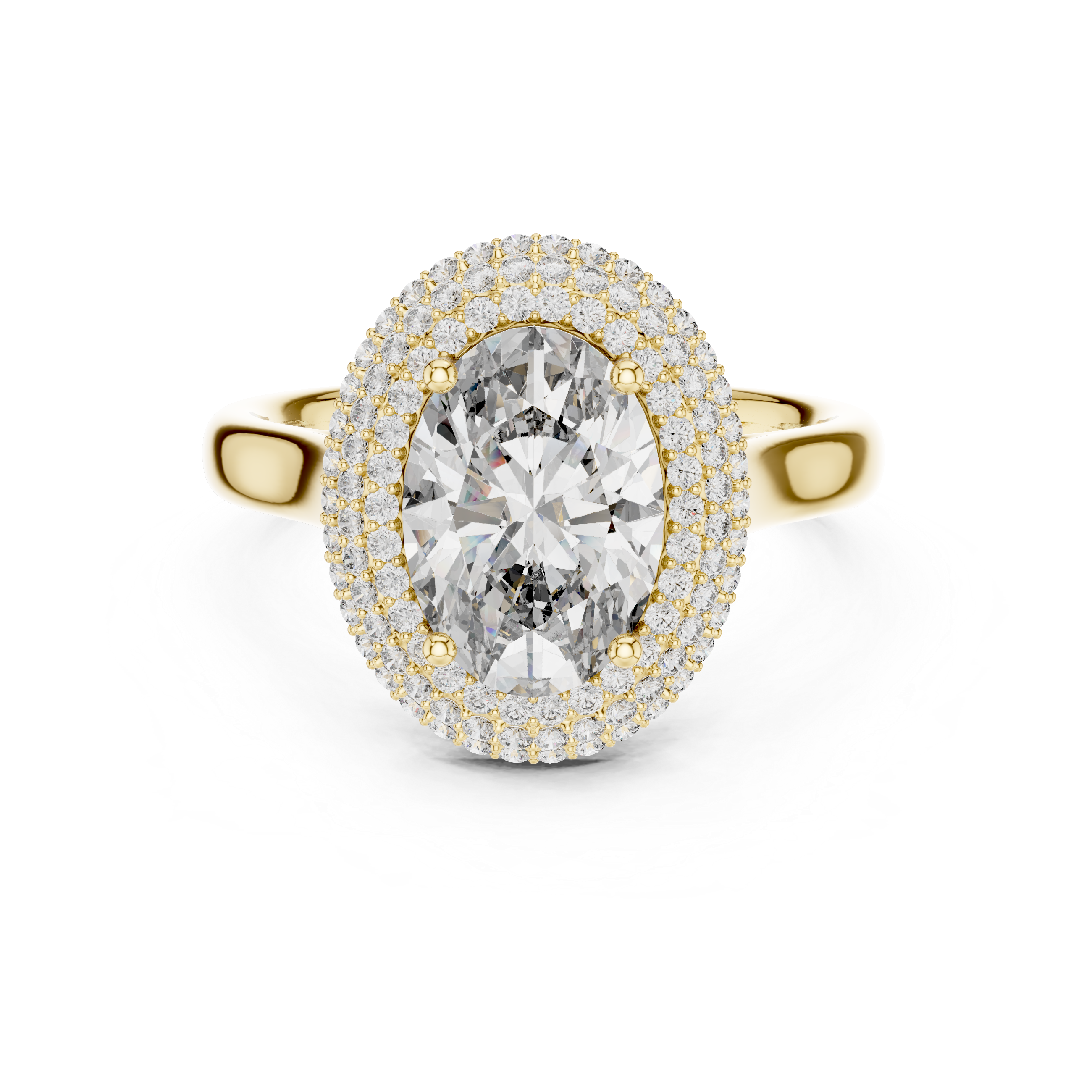 Muur Atelier Solid Gold Oval Cut Solitaire with Domed Diamond Pavé Halo